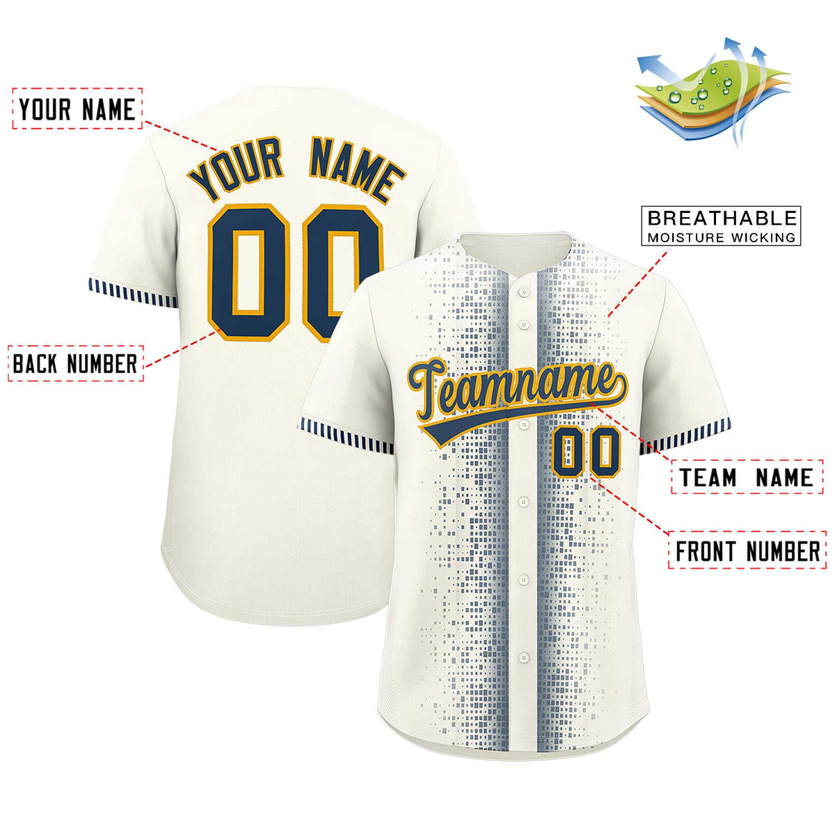 Custom White Midnight Blue Personalized Phonetic Rhythm Authentic Baseball Jersey | KXKSHOP