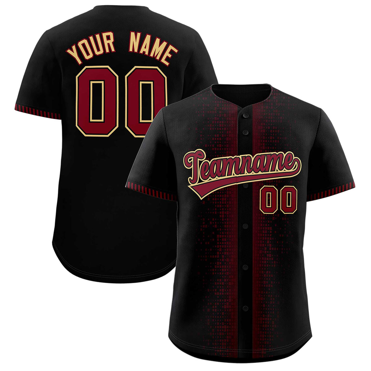 Custom Black Crimson Personalized Phonetic Rhythm Authentic Baseball Jersey | KXKSHOP