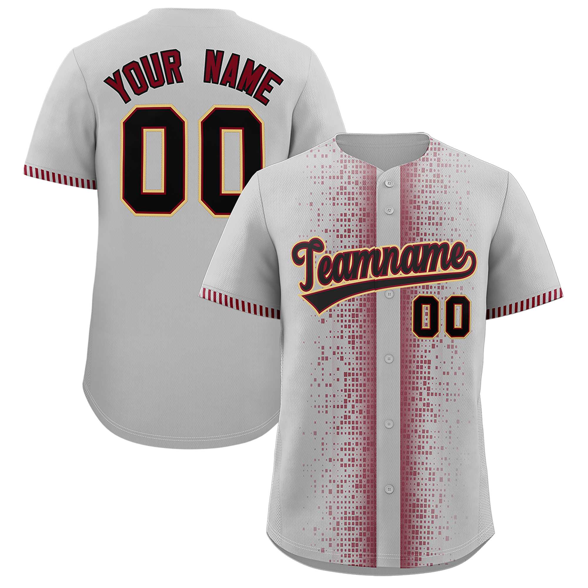 Custom Gray Crimson Personalized Phonetic Rhythm Authentic Baseball Jersey | KXKSHOP
