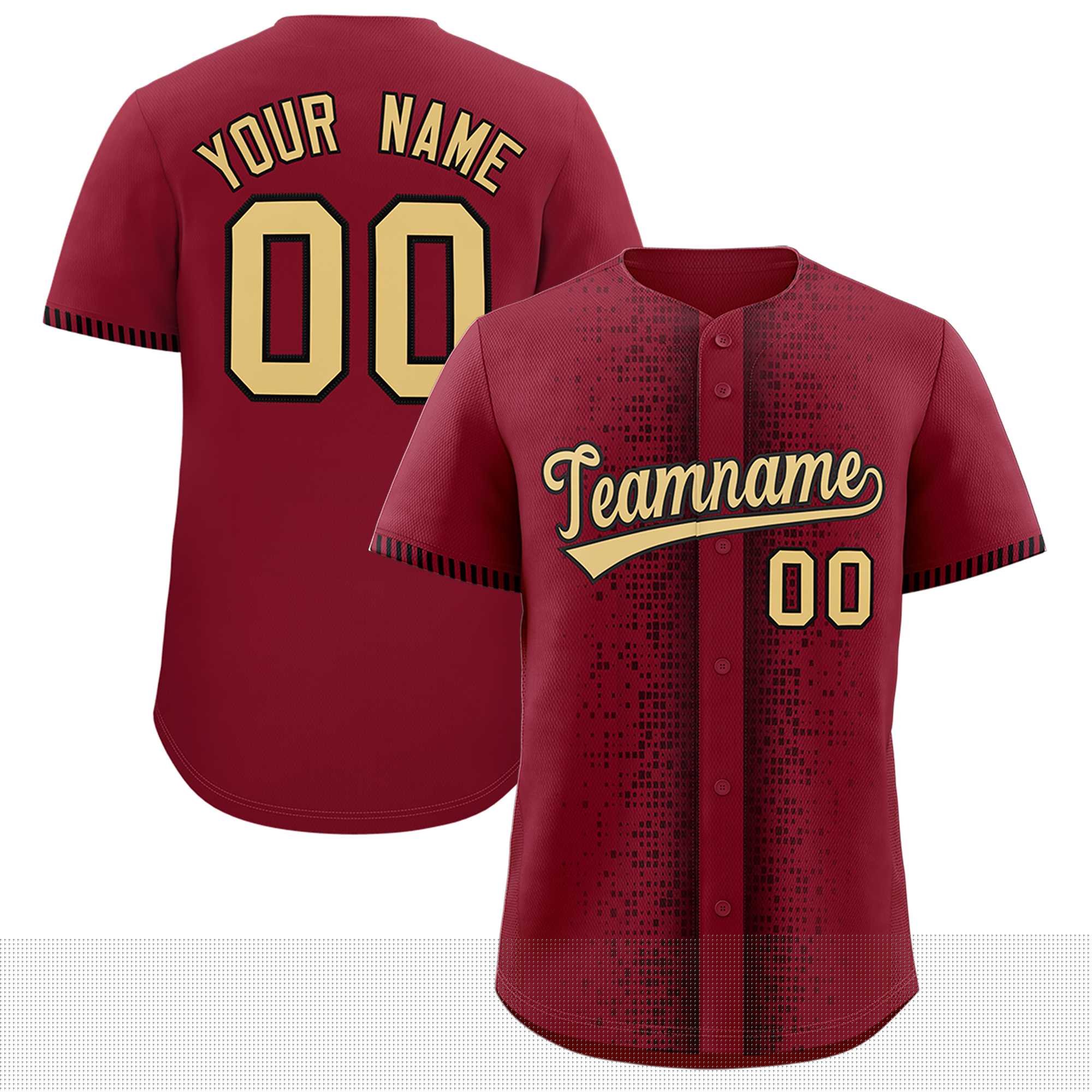 Custom Crimson Black Personalized Phonetic Rhythm Authentic Baseball Jersey | KXKSHOP