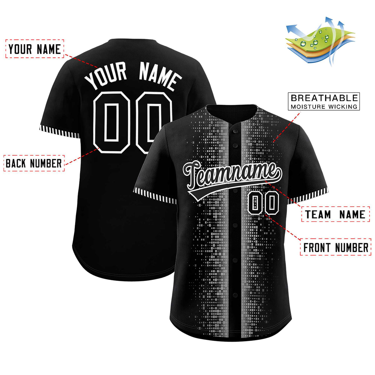Custom Black White Personalized Phonetic Rhythm Authentic Baseball Jersey | KXKSHOP