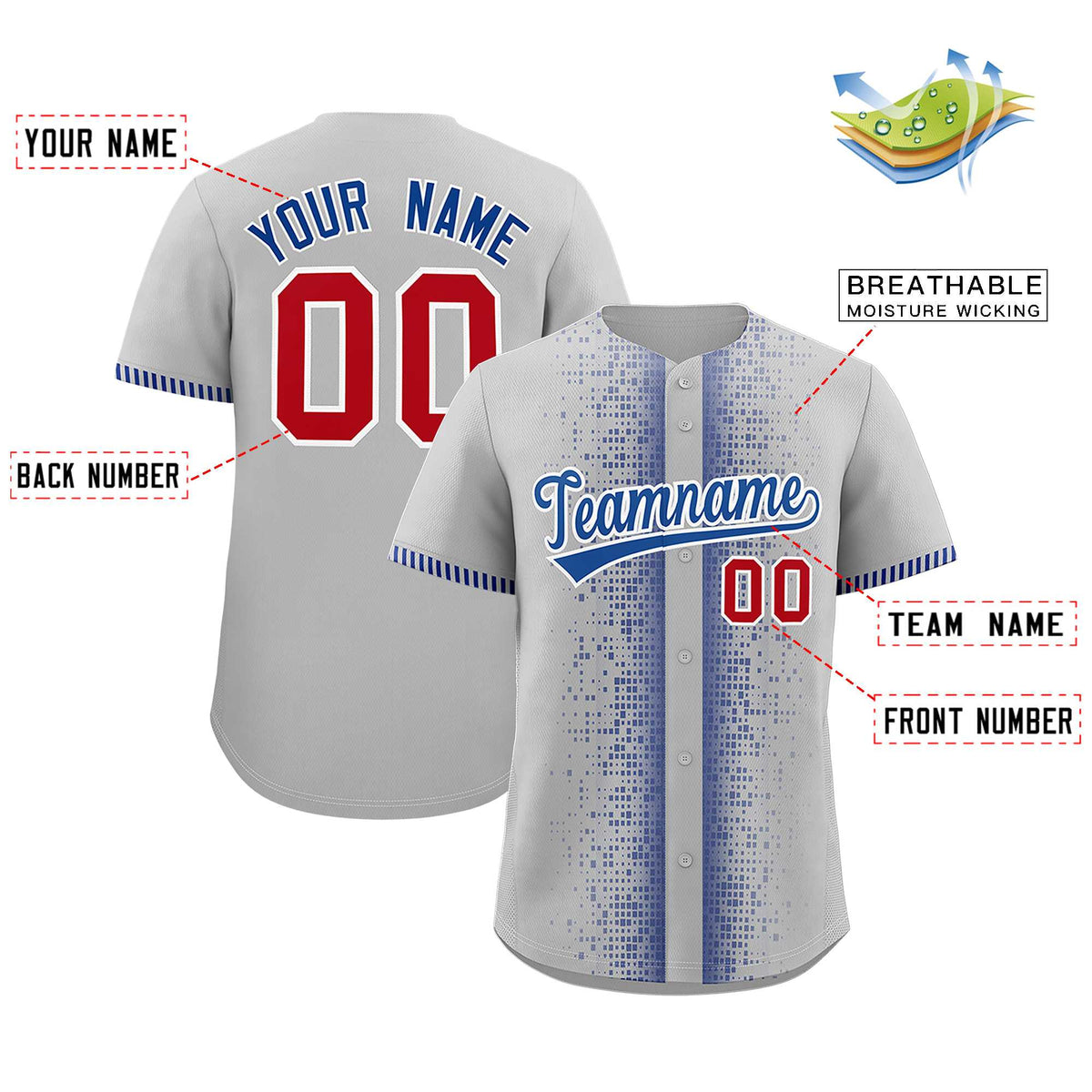 Custom Gray Royal Personalized Phonetic Rhythm Authentic Baseball Jersey | KXKSHOP