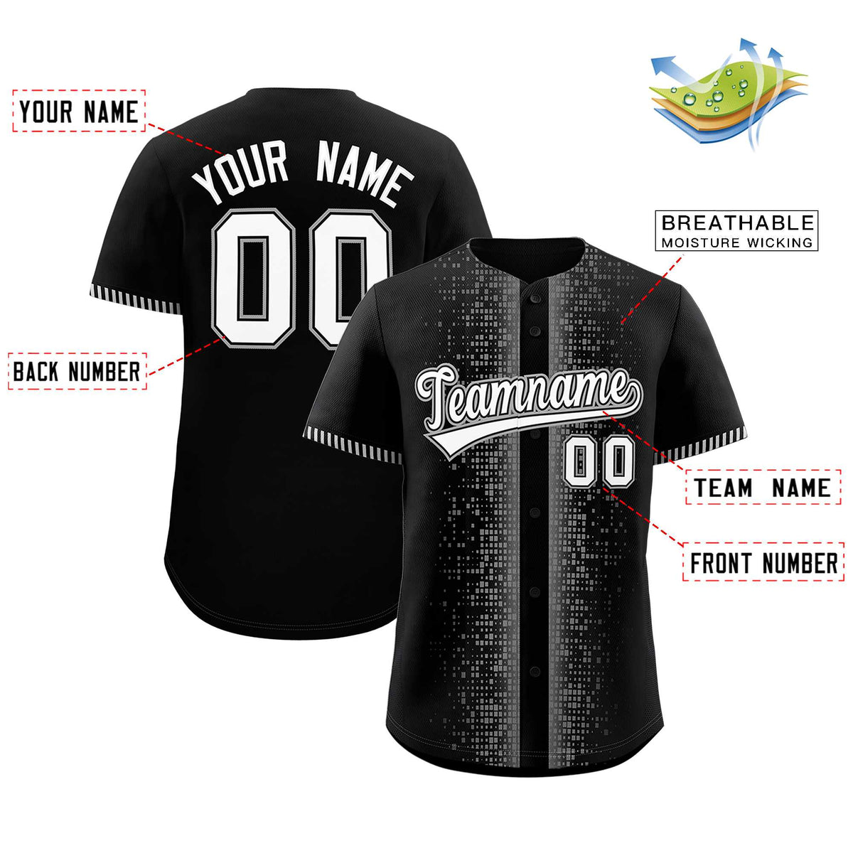 Custom Black Gray Personalized Phonetic Rhythm Authentic Baseball Jersey | KXKSHOP