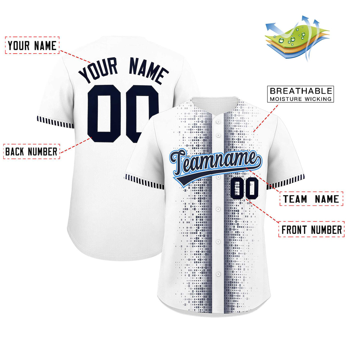 Custom White Navy Personalized Phonetic Rhythm Authentic Baseball Jersey | KXKSHOP