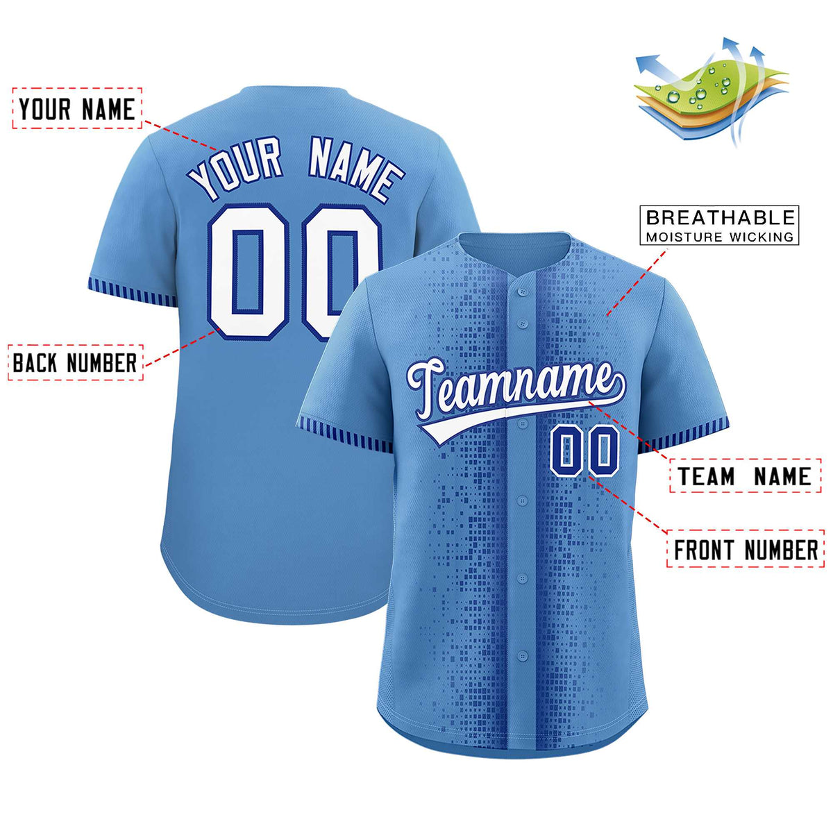 Custom Light Blue Royal Personalized Phonetic Rhythm Authentic Baseball Jersey | KXKSHOP
