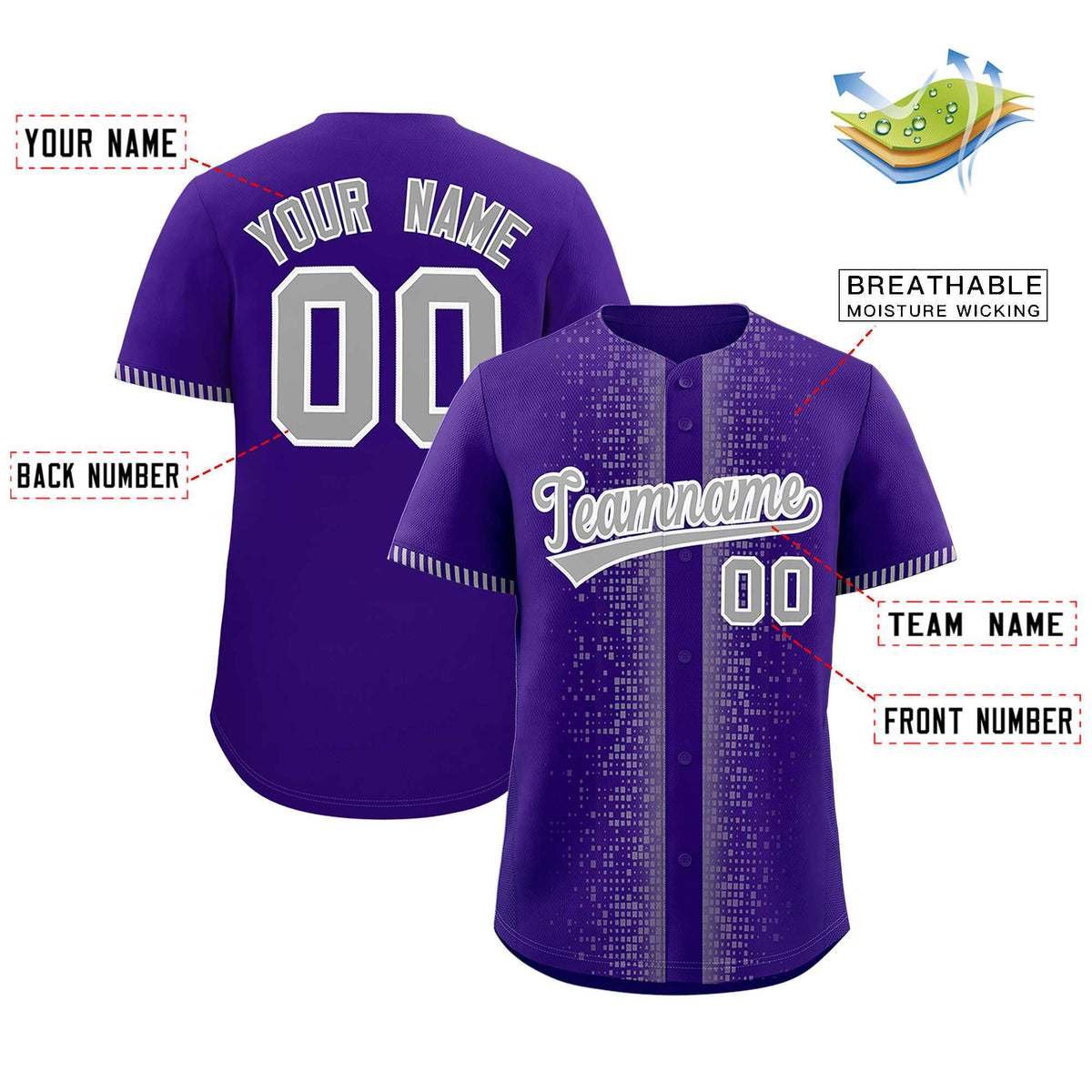 Custom Purple Gray Personalized Phonetic Rhythm Authentic Baseball Jersey | KXKSHOP