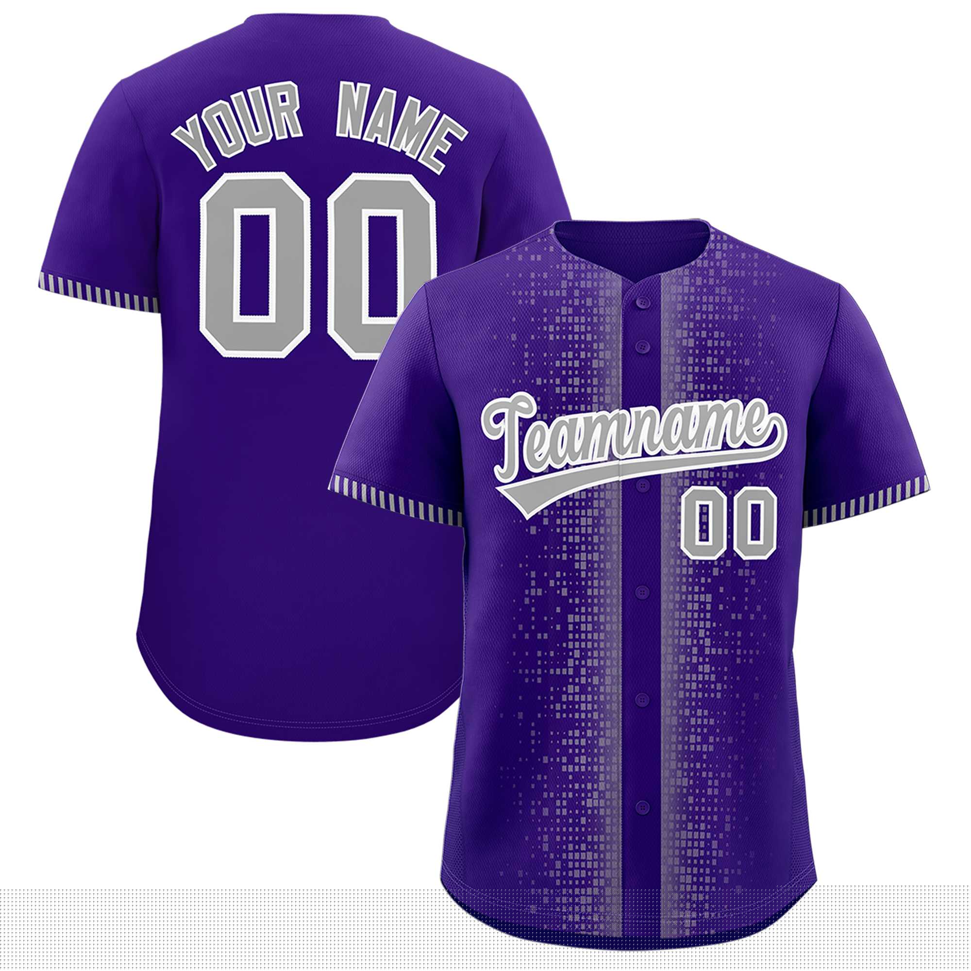Custom Purple Gray Personalized Phonetic Rhythm Authentic Baseball Jersey | KXKSHOP