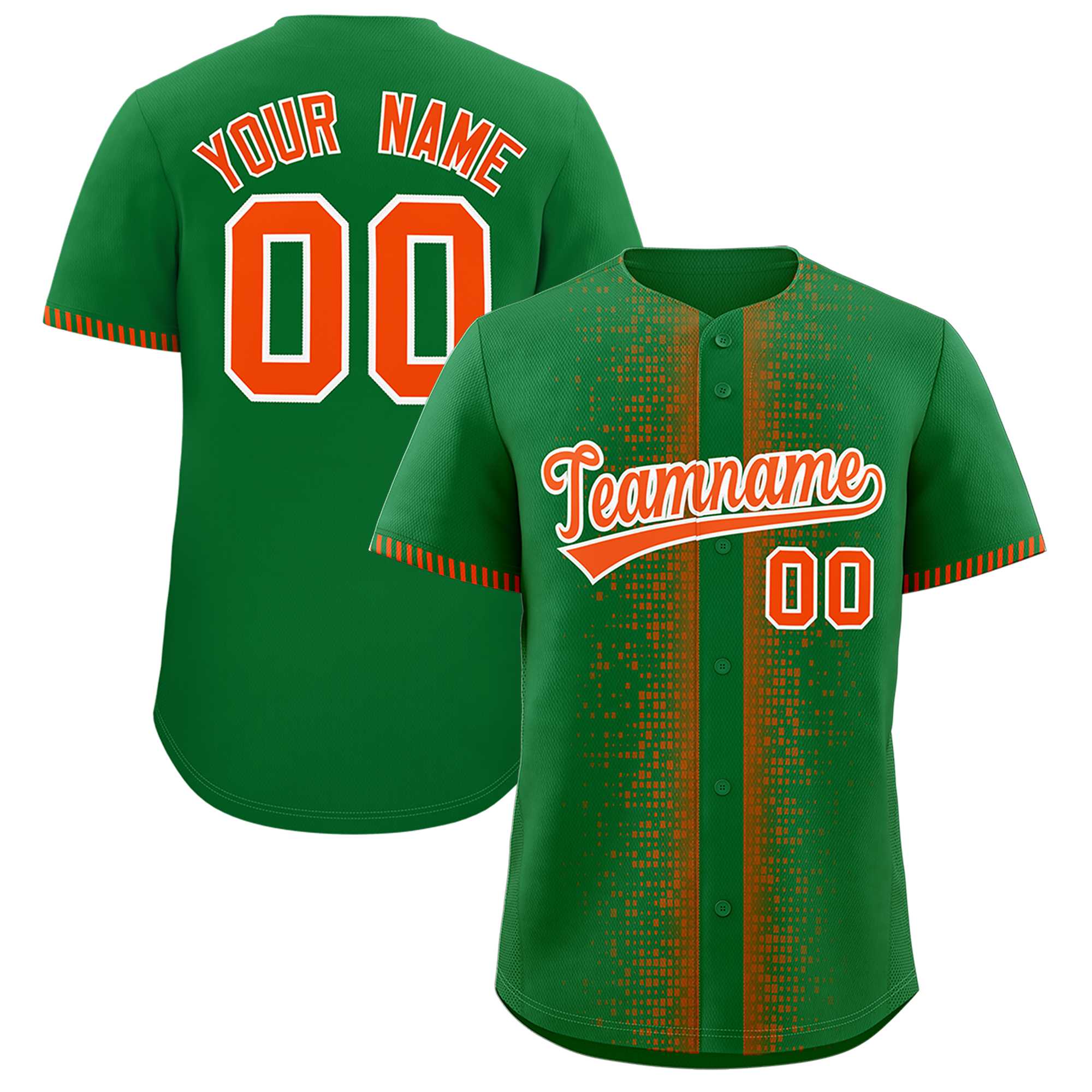Custom Kelly Green Orange Personalized Phonetic Rhythm Authentic Baseball Jersey | KXKSHOP