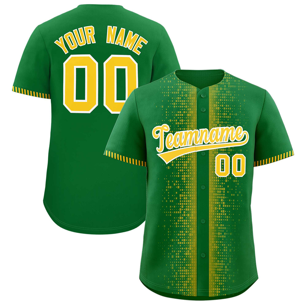 Custom Kelly Green Gold Personalized Phonetic Rhythm Authentic Baseball Jersey | KXKSHOP