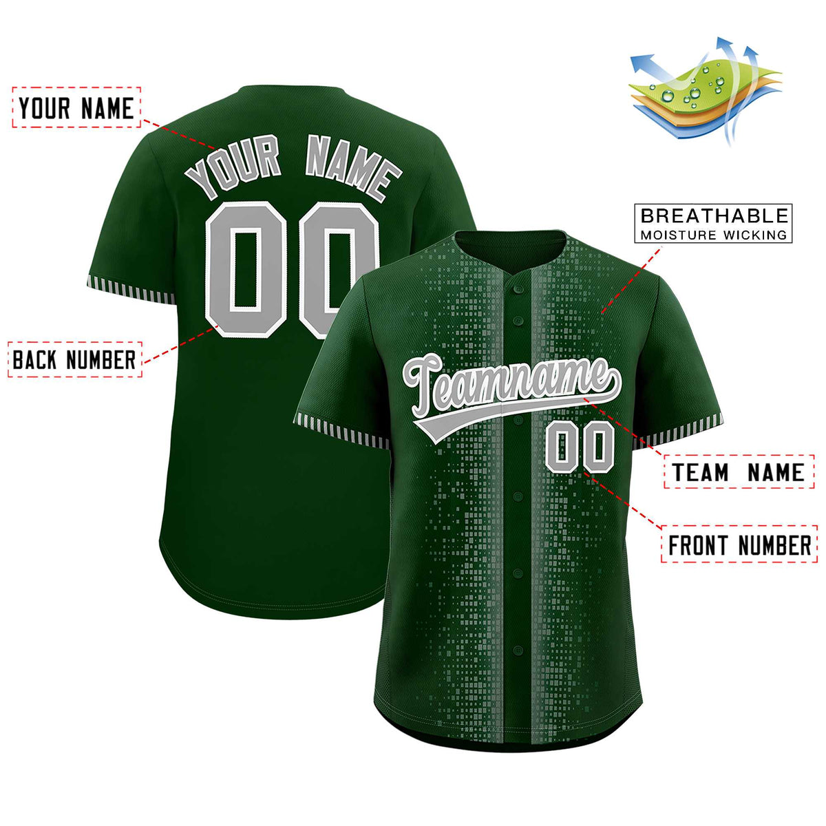 Custom Green Gray Personalized Phonetic Rhythm Authentic Baseball Jersey | KXKSHOP