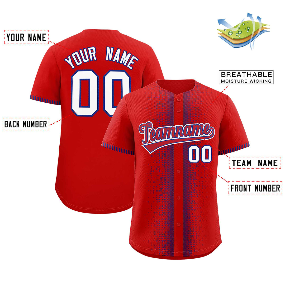 Custom Red Royal Personalized Phonetic Rhythm Authentic Baseball Jersey | KXKSHOP