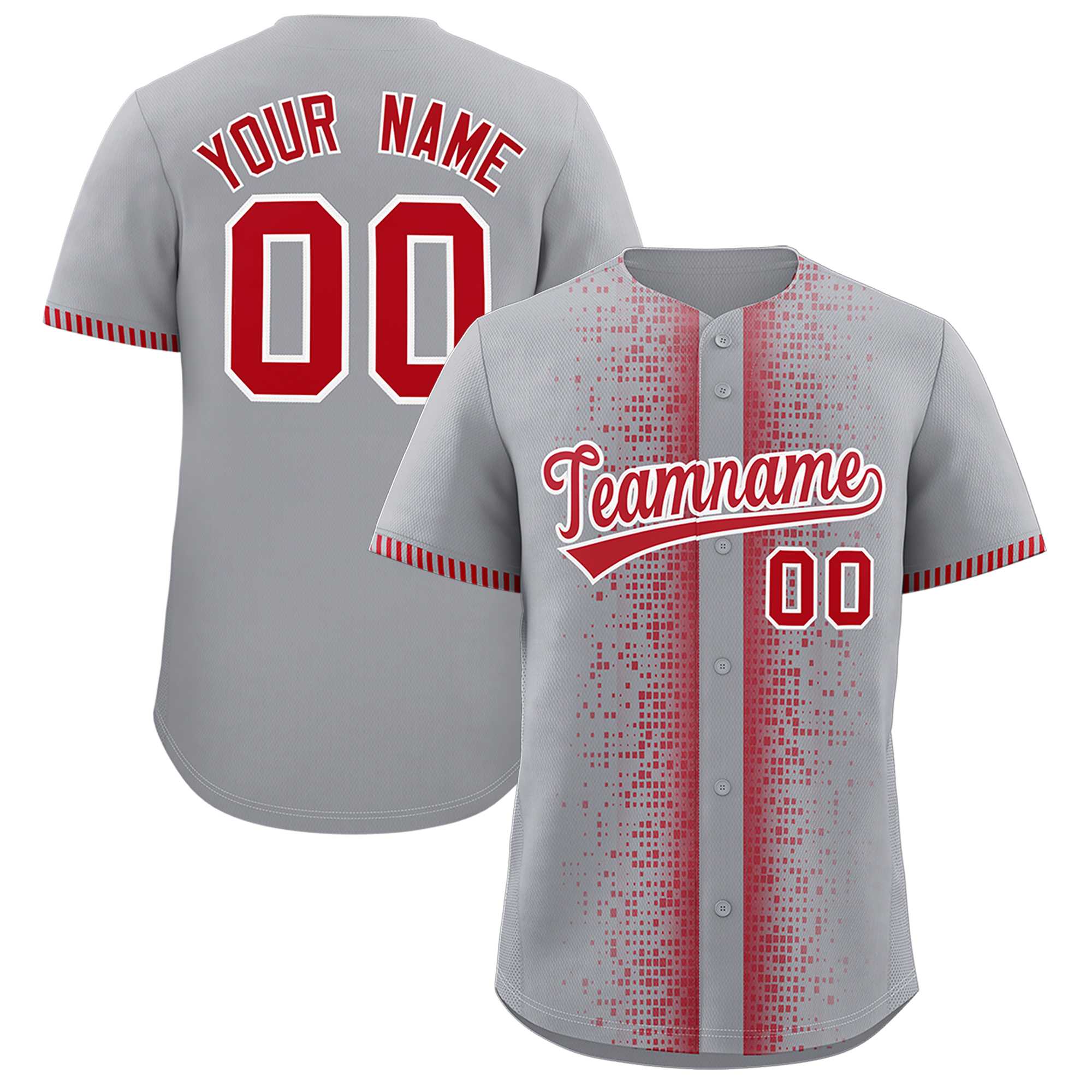 Custom Gray Red Personalized Phonetic Rhythm Authentic Baseball Jersey | KXKSHOP