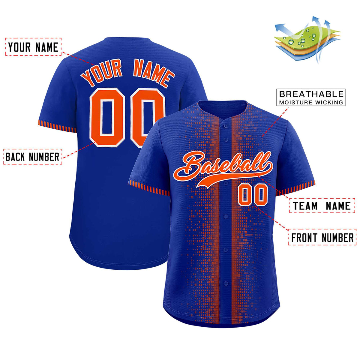 Custom Royal Orange Personalized Phonetic Rhythm Authentic Baseball Jersey | KXKSHOP