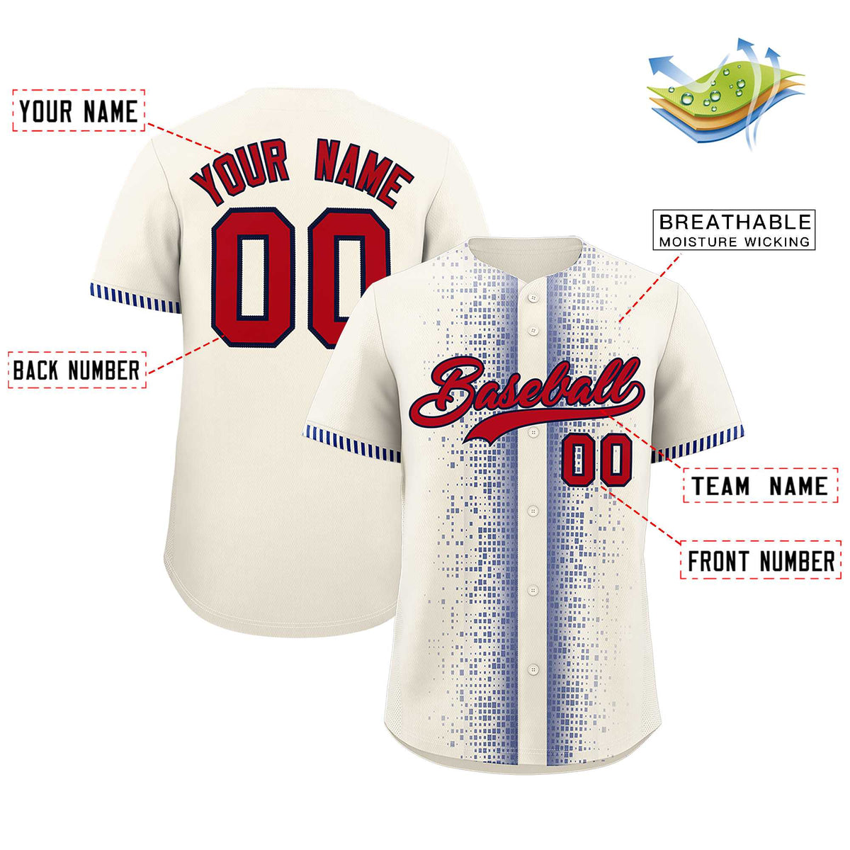 Custom Cream Royal Personalized Phonetic Rhythm Authentic Baseball Jersey | KXKSHOP