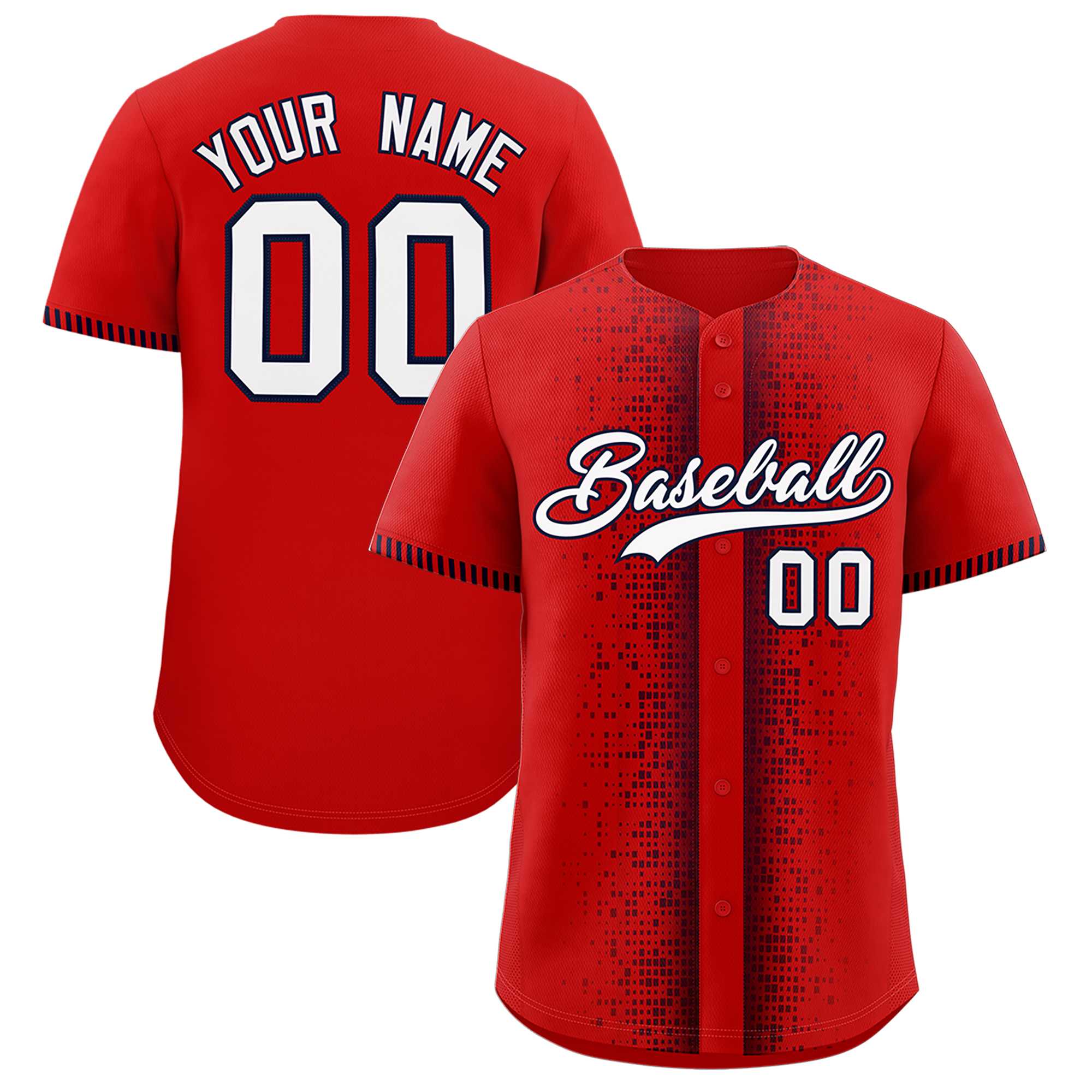 Custom Red Navy Personalized Phonetic Rhythm Authentic Baseball Jersey | KXKSHOP