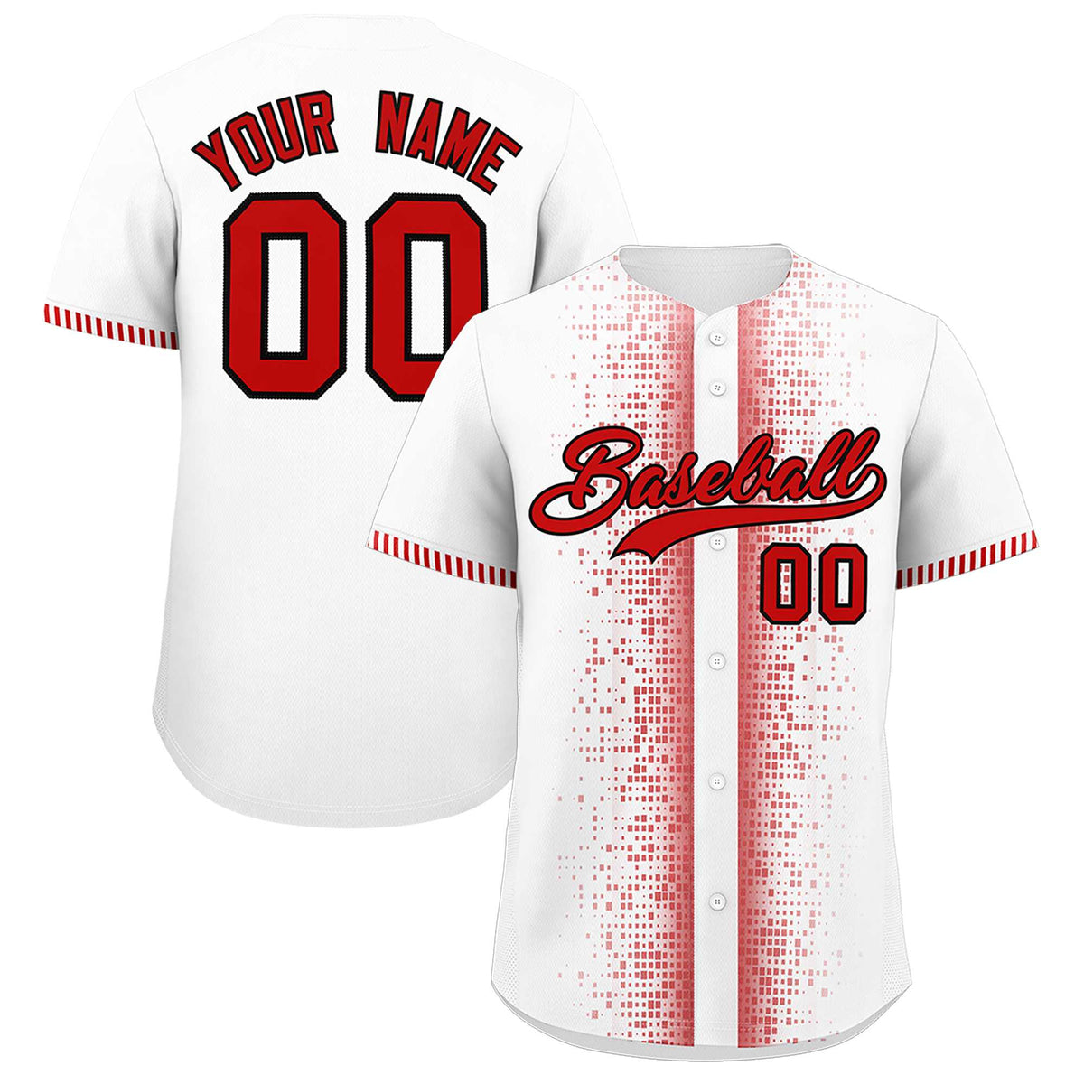 Custom White Red Personalized Phonetic Rhythm Authentic Baseball Jersey | KXKSHOP