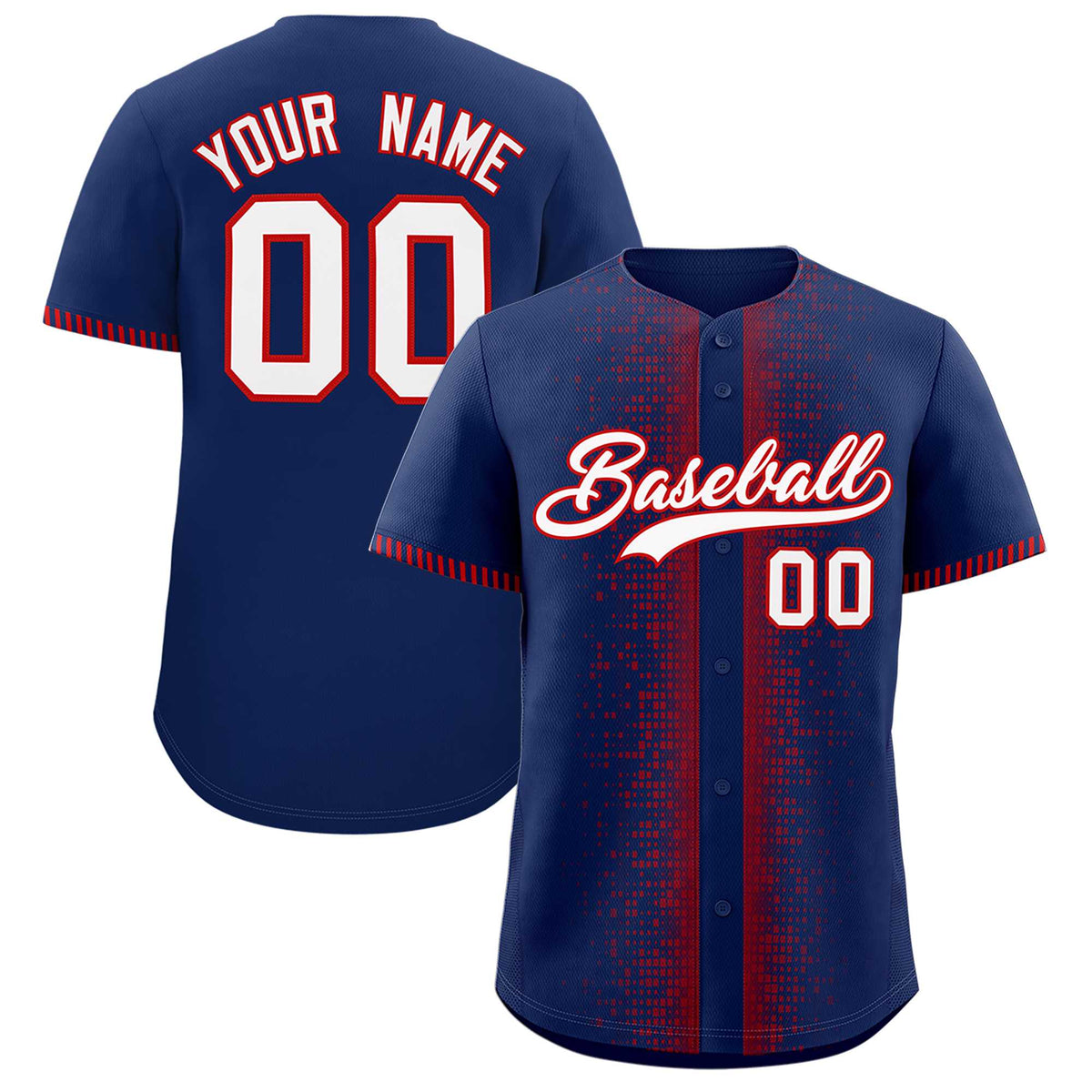 Custom Navy Red Personalized Phonetic Rhythm Authentic Baseball Jersey | KXKSHOP