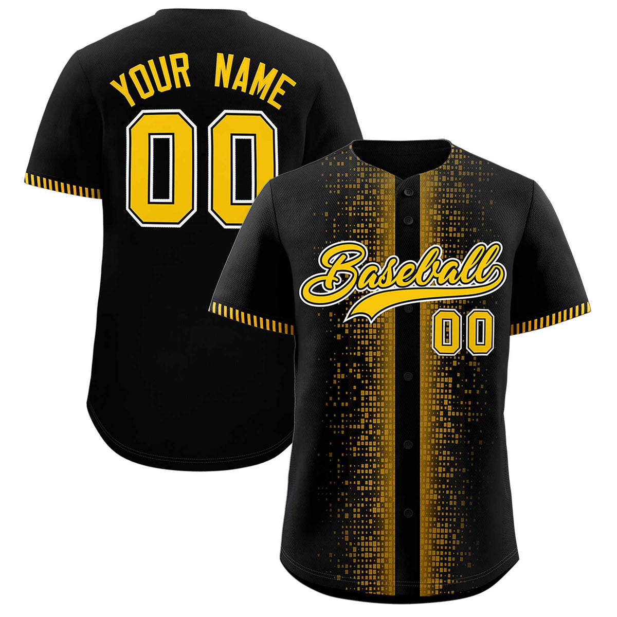 Custom Black Gold Personalized Phonetic Rhythm Authentic Baseball Jersey | KXKSHOP