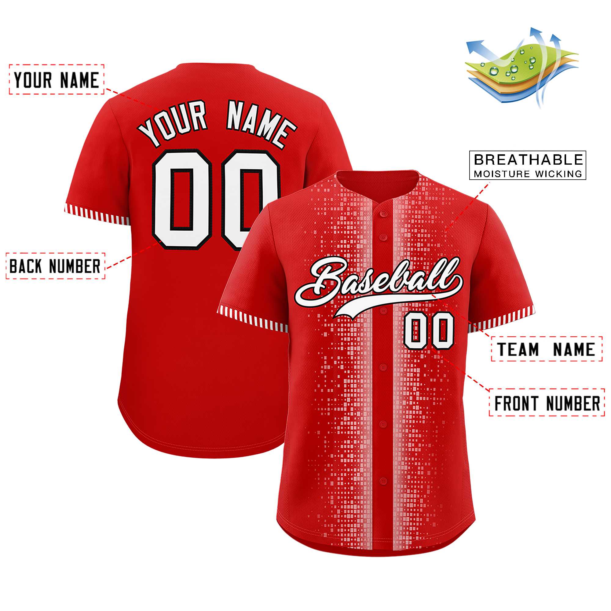 Custom Red White Personalized Phonetic Rhythm Authentic Baseball Jersey | KXKSHOP