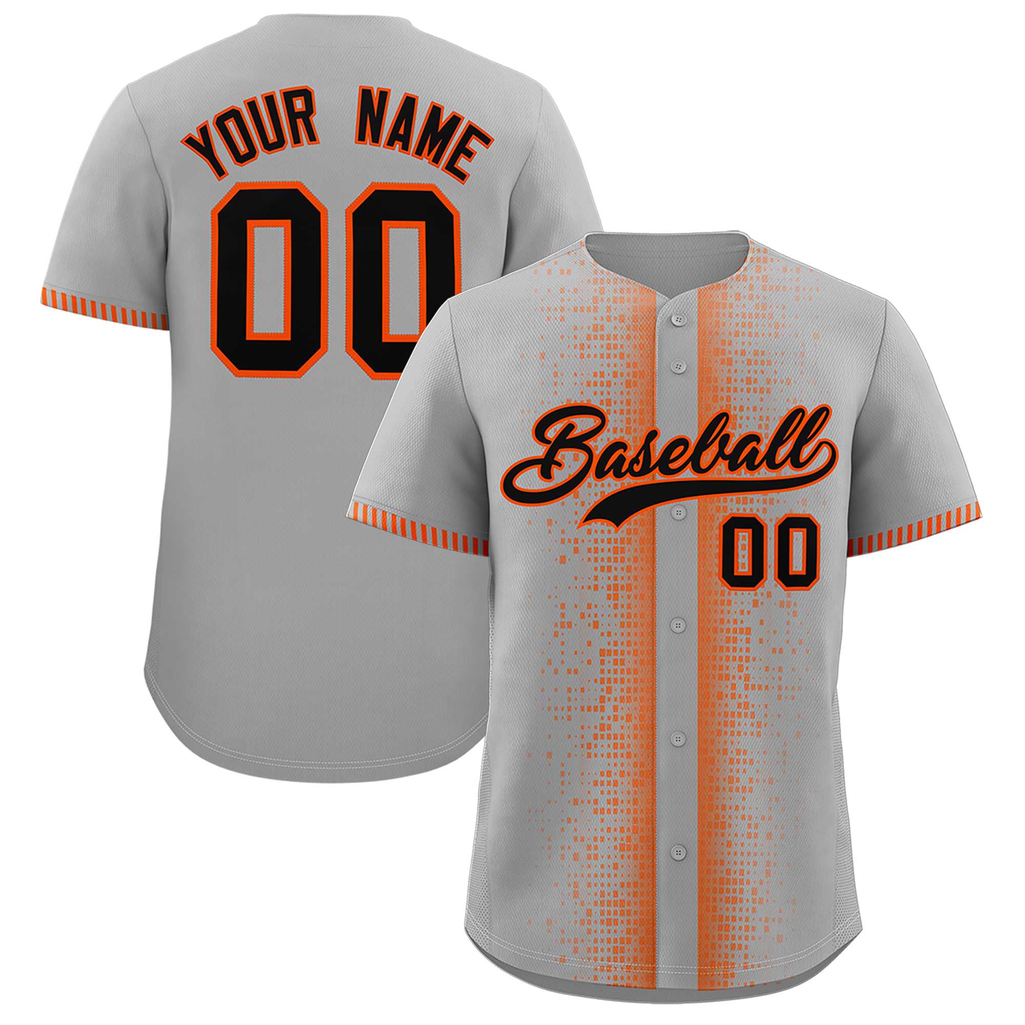 Custom Gray Orange Personalized Phonetic Rhythm Authentic Baseball Jersey | KXKSHOP