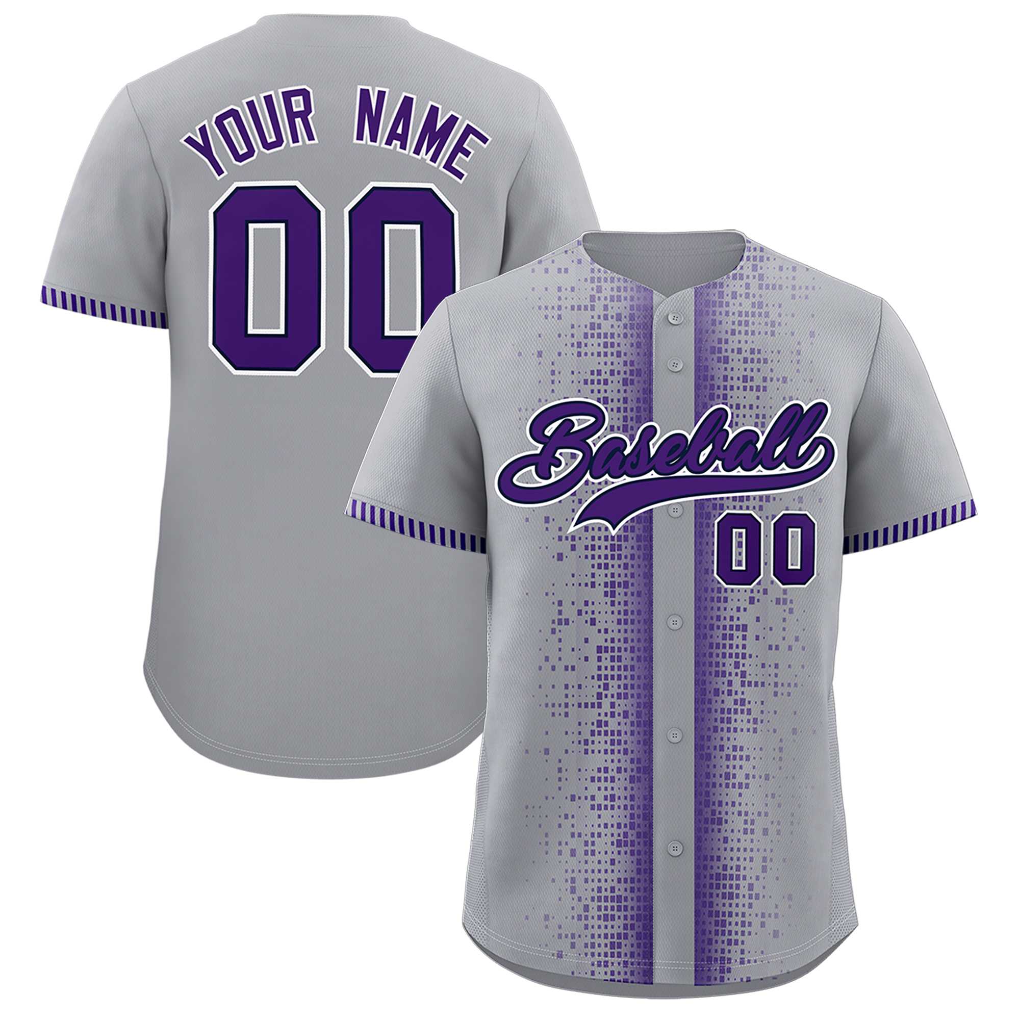 Custom Gray Purple Personalized Phonetic Rhythm Authentic Baseball Jersey | KXKSHOP