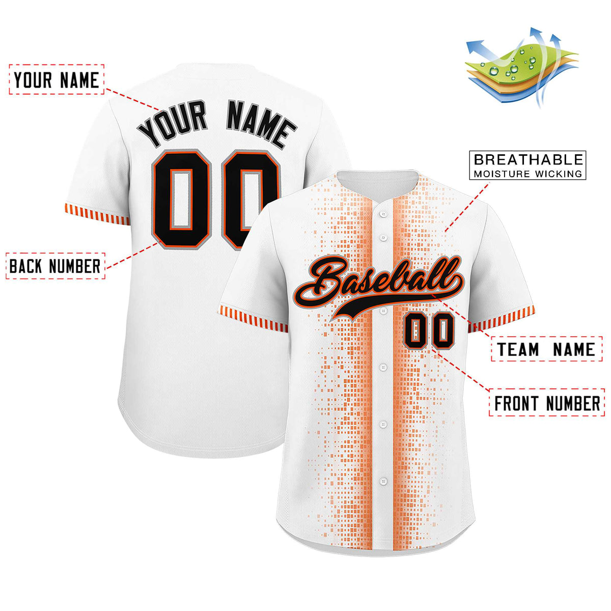 Custom White Orange Personalized Phonetic Rhythm Authentic Baseball Jersey | KXKSHOP