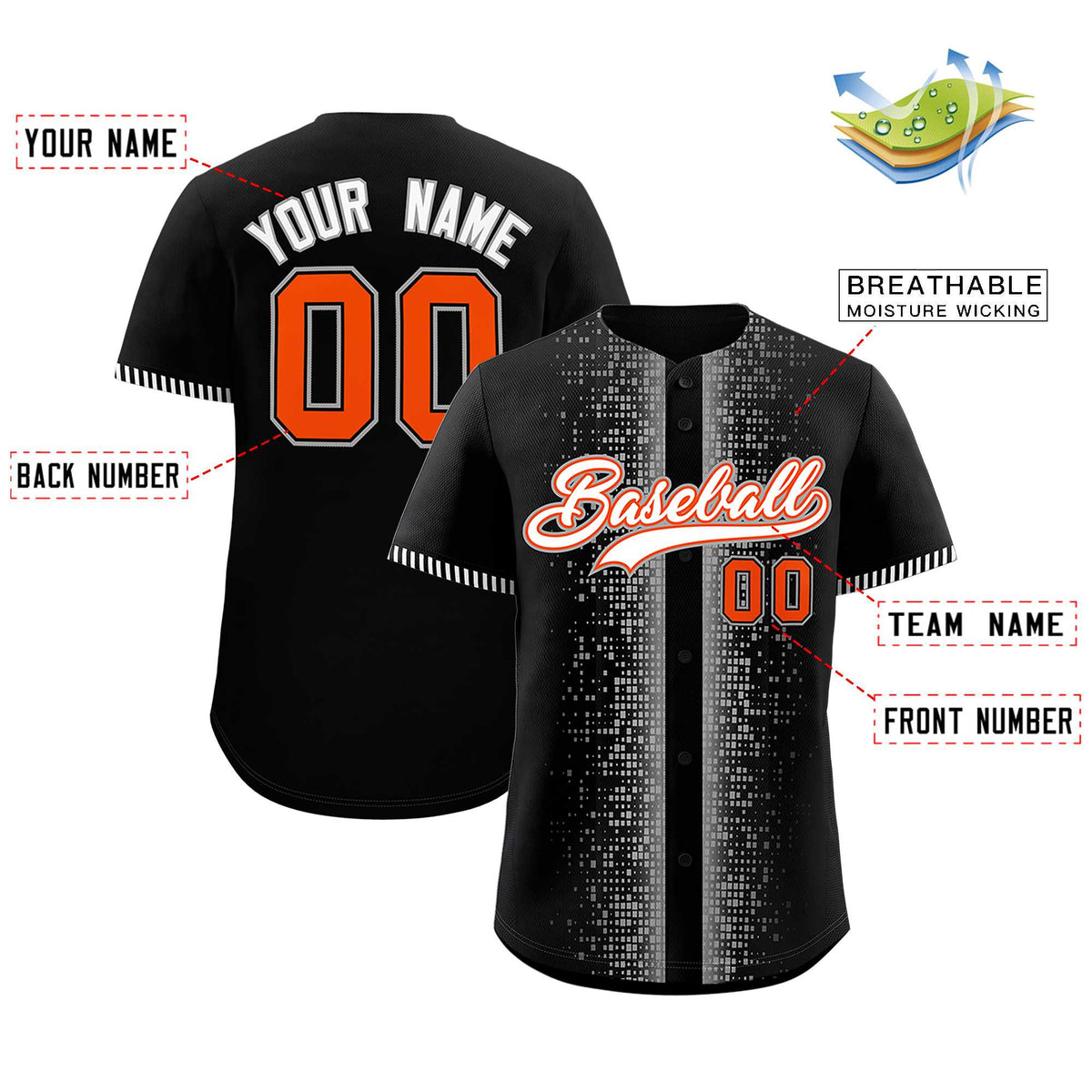 Custom Black Gray Personalized Phonetic Rhythm Authentic Baseball Jersey | KXKSHOP