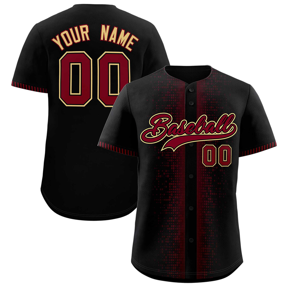 Custom Black Crimson Personalized Phonetic Rhythm Authentic Baseball Jersey | KXKSHOP