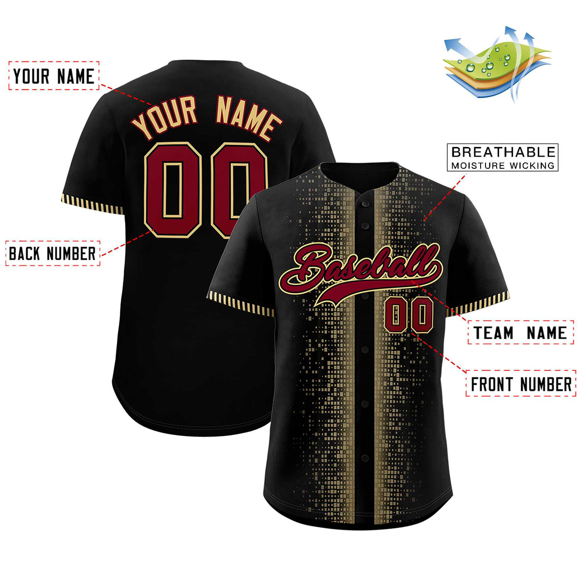 Custom Black Khaki Personalized Phonetic Rhythm Authentic Baseball Jersey | KXKSHOP