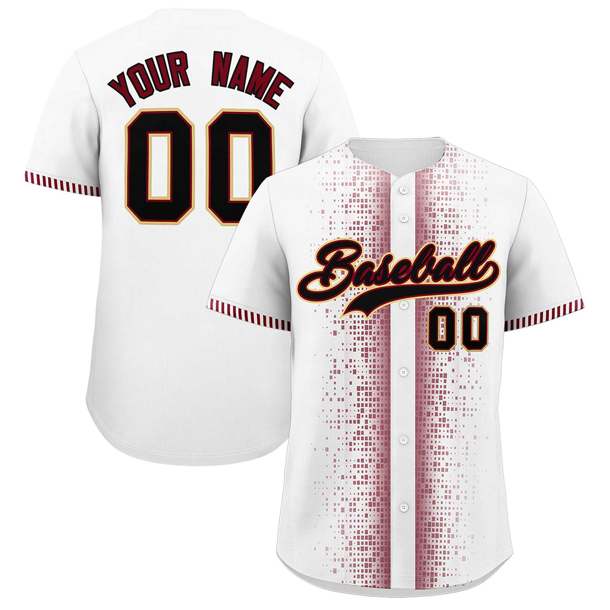 Custom White Crimson Personalized Phonetic Rhythm Authentic Baseball Jersey | KXKSHOP