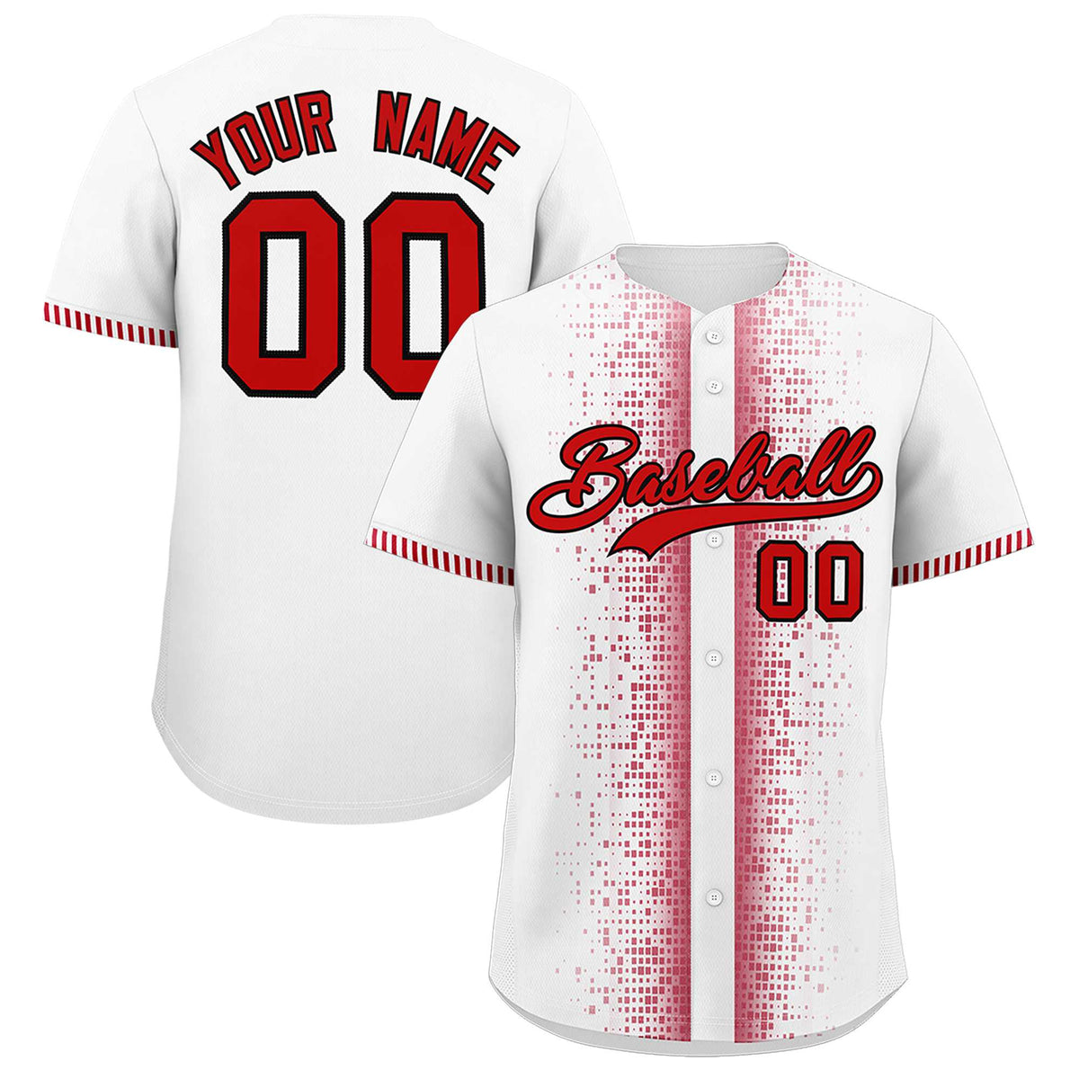 Custom White Red Personalized Phonetic Rhythm Authentic Baseball Jersey | KXKSHOP