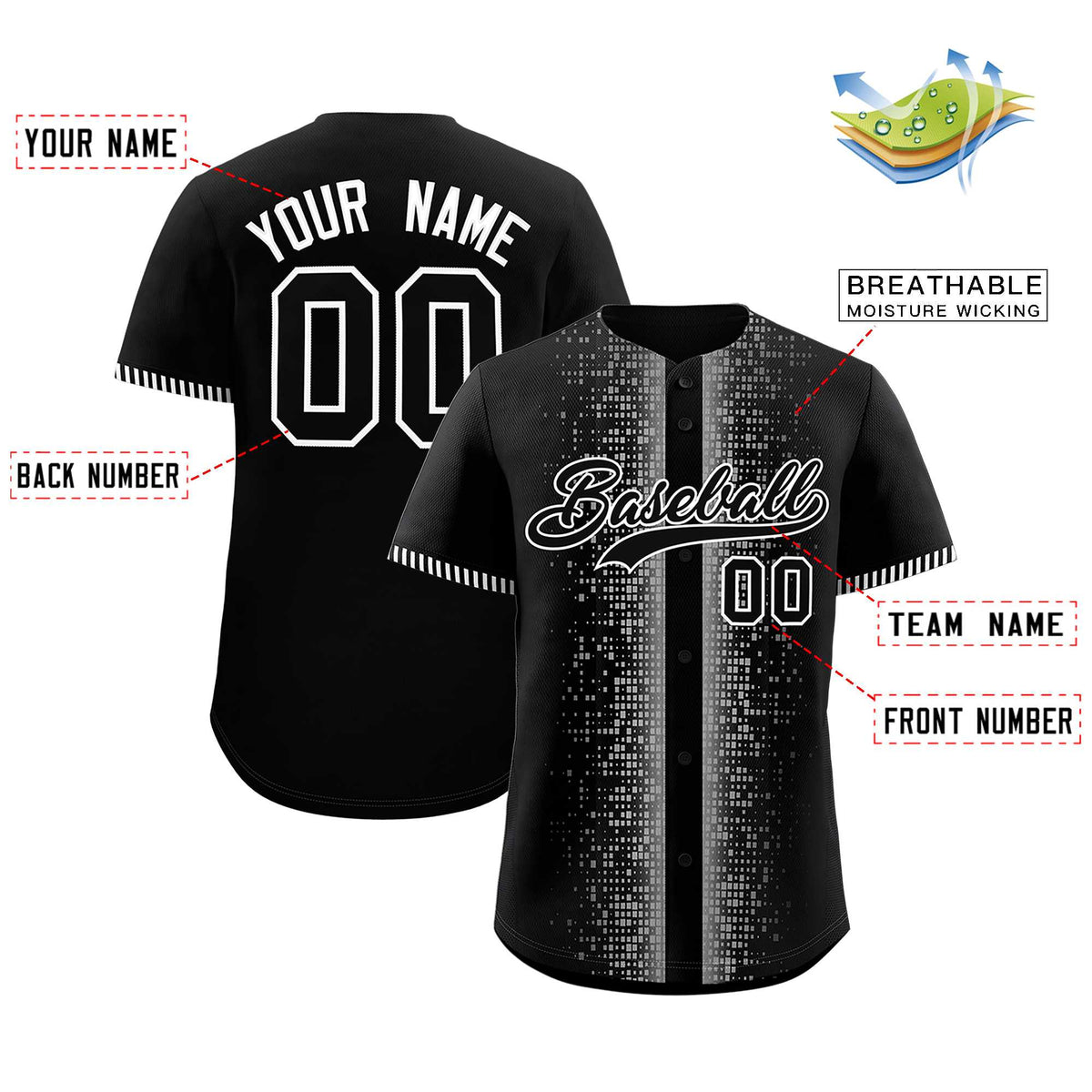 Custom Black White Personalized Phonetic Rhythm Authentic Baseball Jersey | KXKSHOP