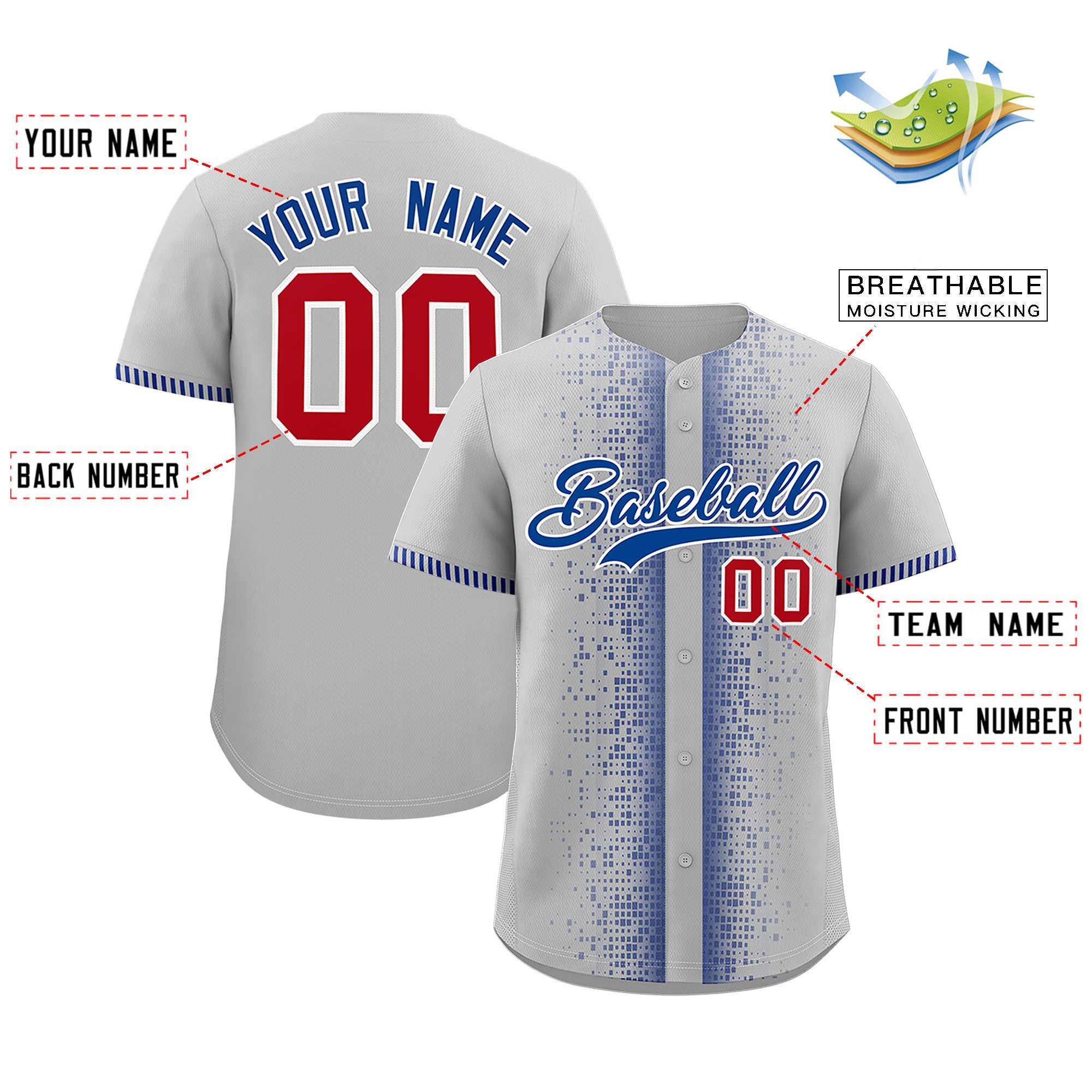 Custom Gray Royal Personalized Phonetic Rhythm Authentic Baseball Jersey | KXKSHOP