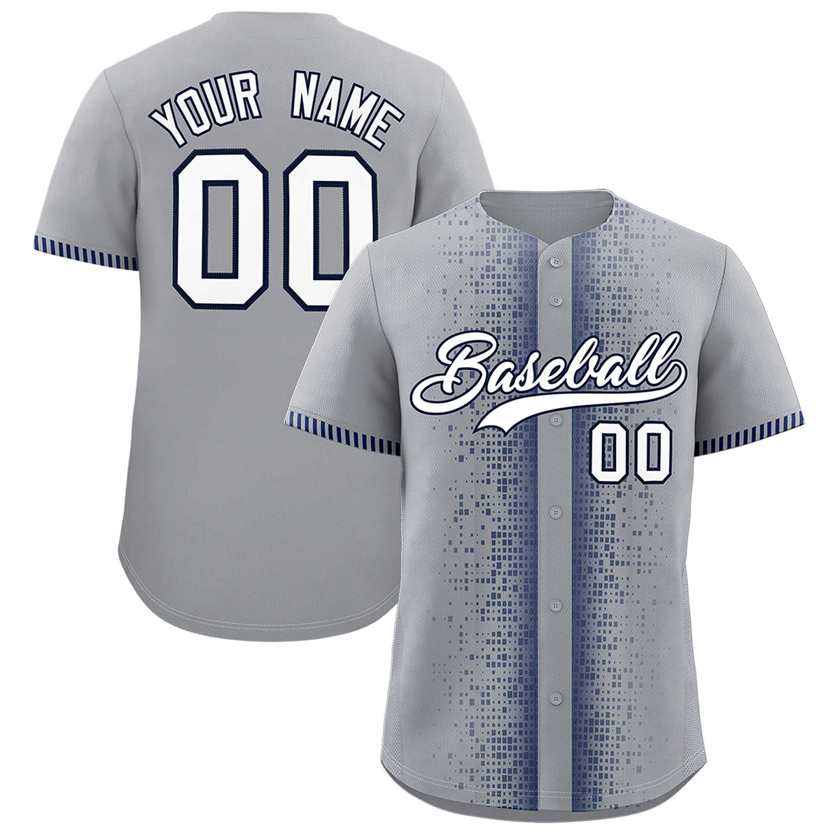 Custom Gray Navy Personalized Phonetic Rhythm Authentic Baseball Jersey | KXKSHOP