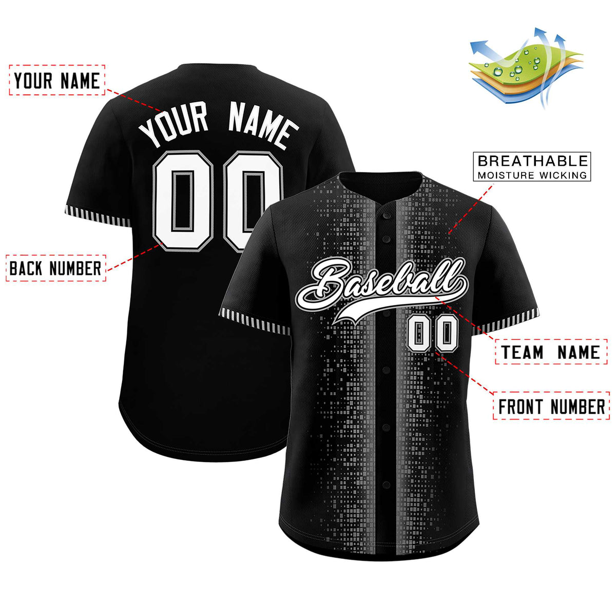 Custom Black Gray Personalized Phonetic Rhythm Authentic Baseball Jersey | KXKSHOP
