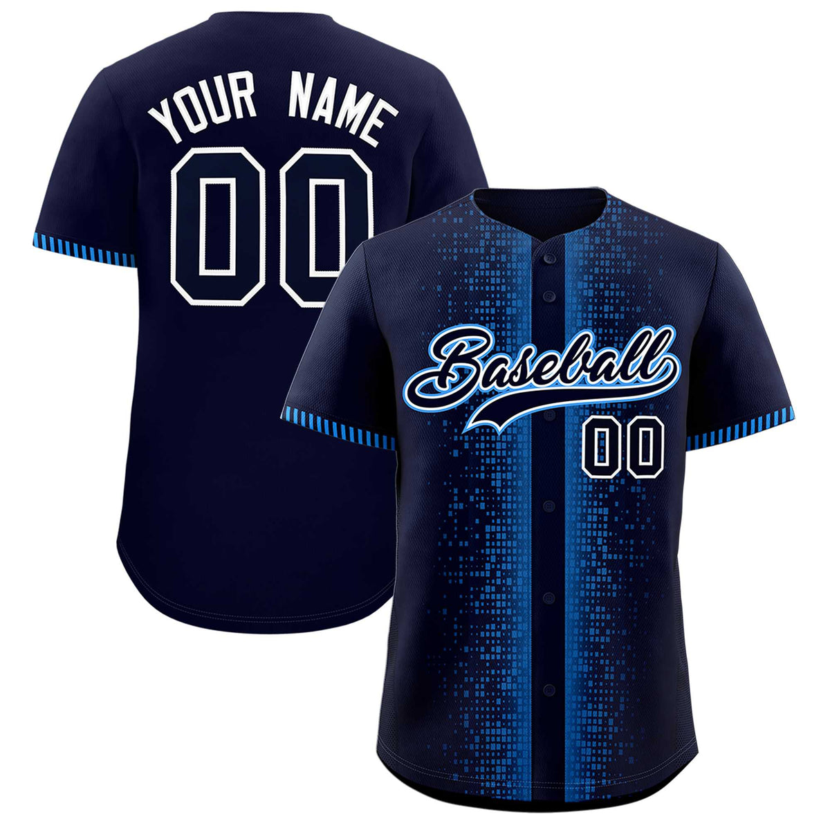 Custom Navy Powder Blue Personalized Phonetic Rhythm Authentic Baseball Jersey | KXKSHOP