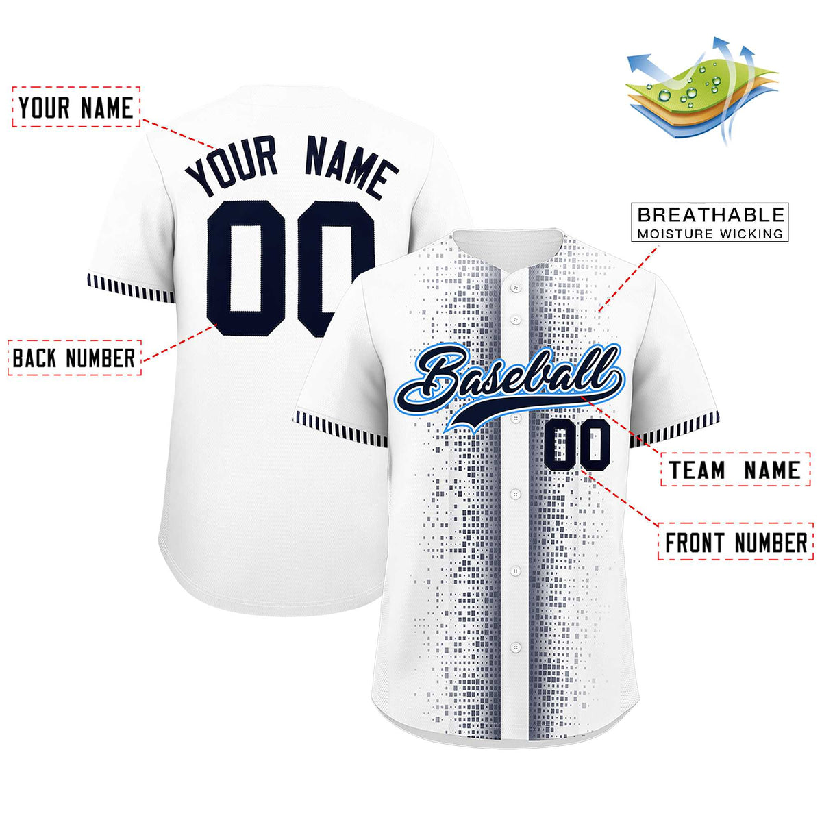 Custom White Navy Personalized Phonetic Rhythm Authentic Baseball Jersey | KXKSHOP