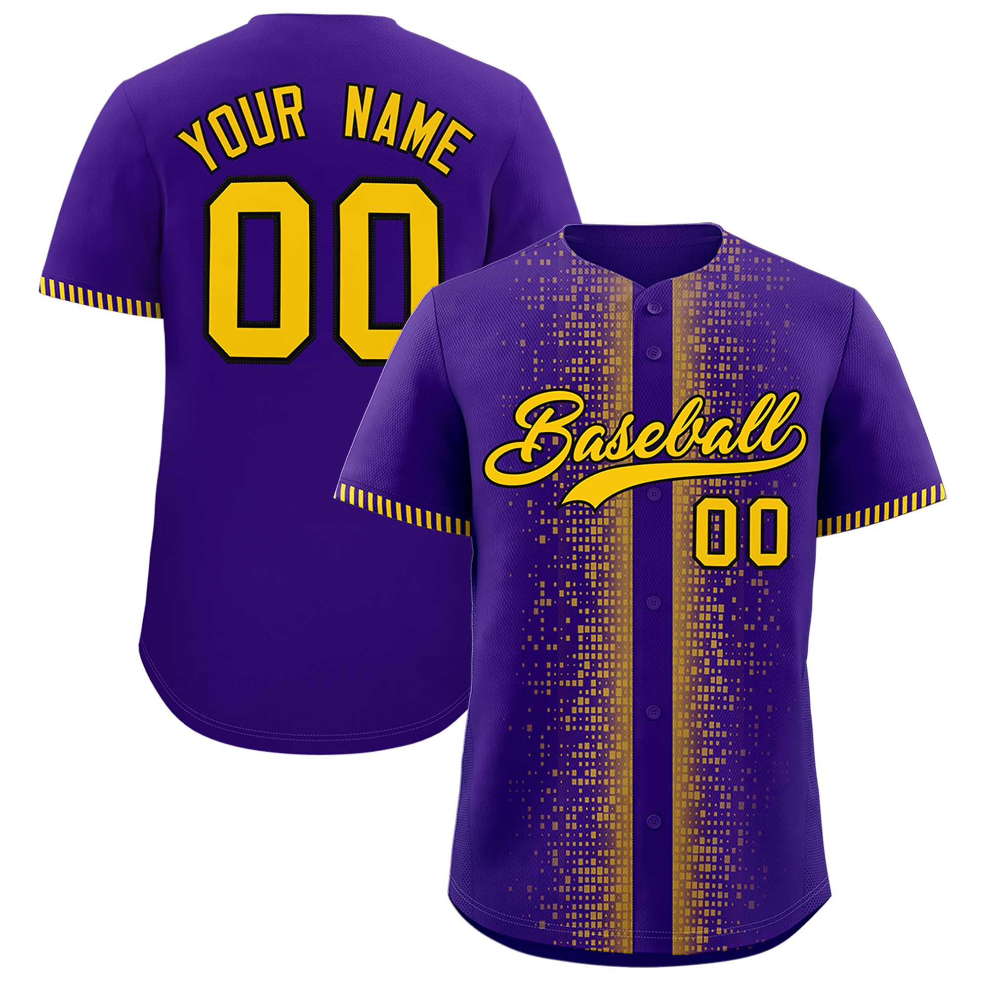 Custom Purple Gold Personalized Phonetic Rhythm Authentic Baseball Jersey | KXKSHOP