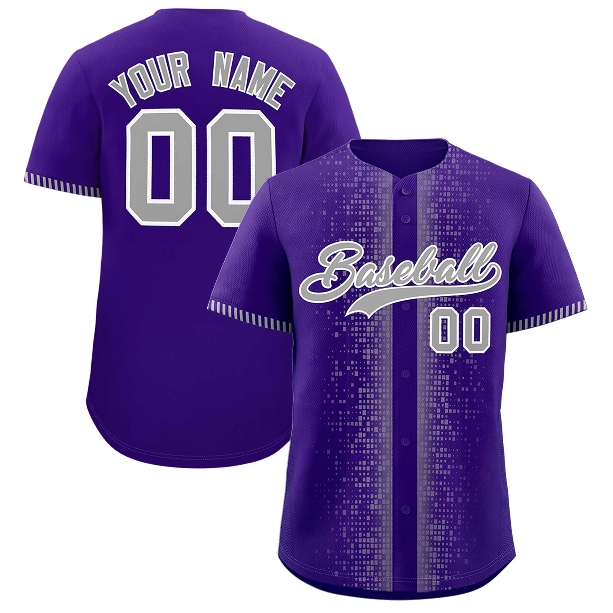 Custom Purple Gray Personalized Phonetic Rhythm Authentic Baseball Jersey | KXKSHOP