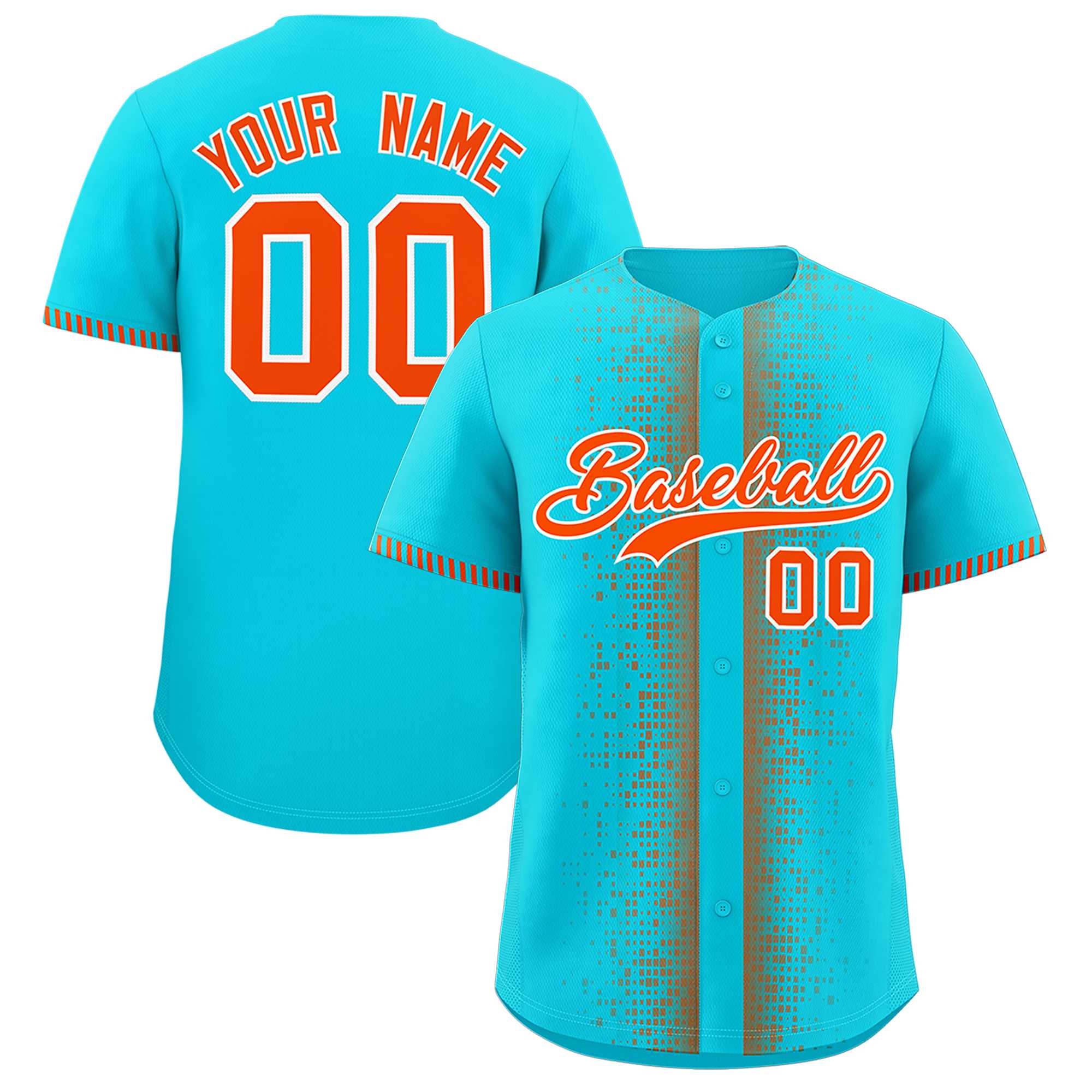 Custom Aqua Orange Personalized Phonetic Rhythm Authentic Baseball Jersey | KXKSHOP