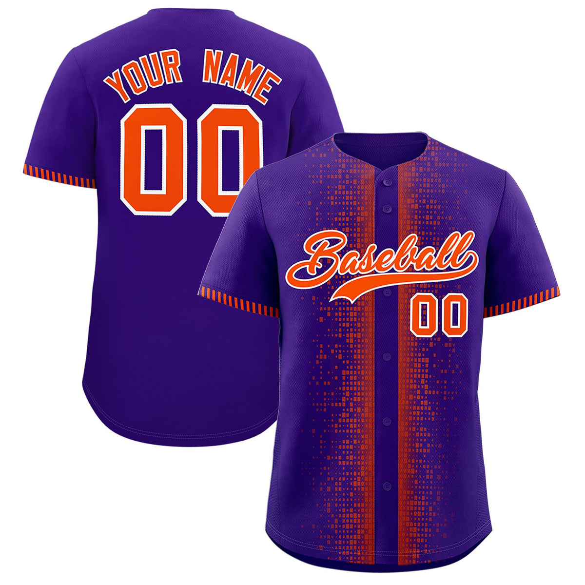 Custom Purple Orange Personalized Phonetic Rhythm Authentic Baseball Jersey | KXKSHOP
