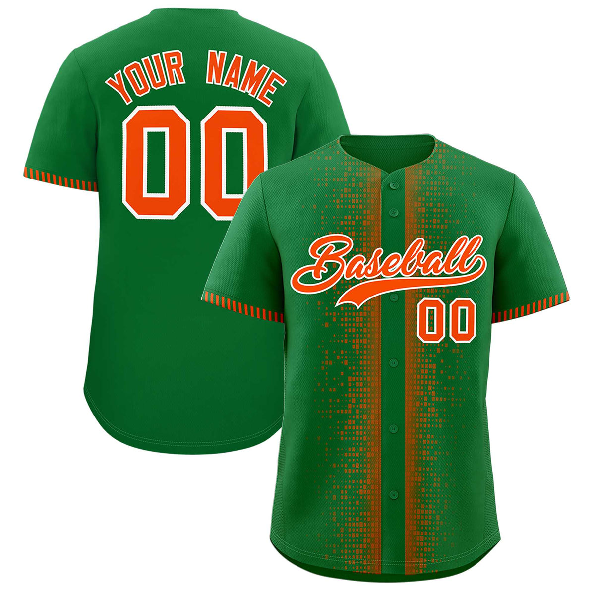 Custom Kelly Green Orange Personalized Phonetic Rhythm Authentic Baseball Jersey | KXKSHOP