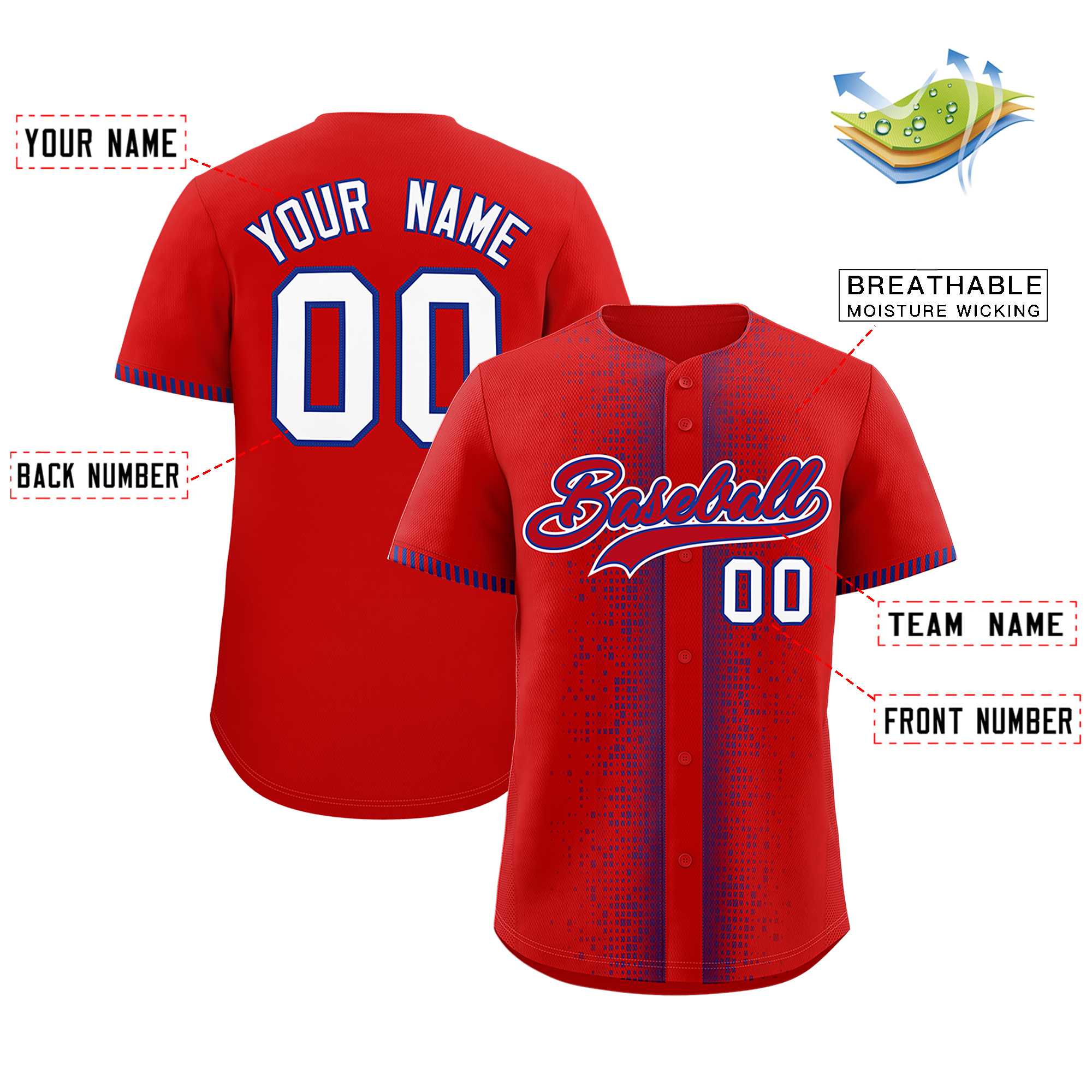 Custom Red Royal Personalized Phonetic Rhythm Authentic Baseball Jersey | KXKSHOP