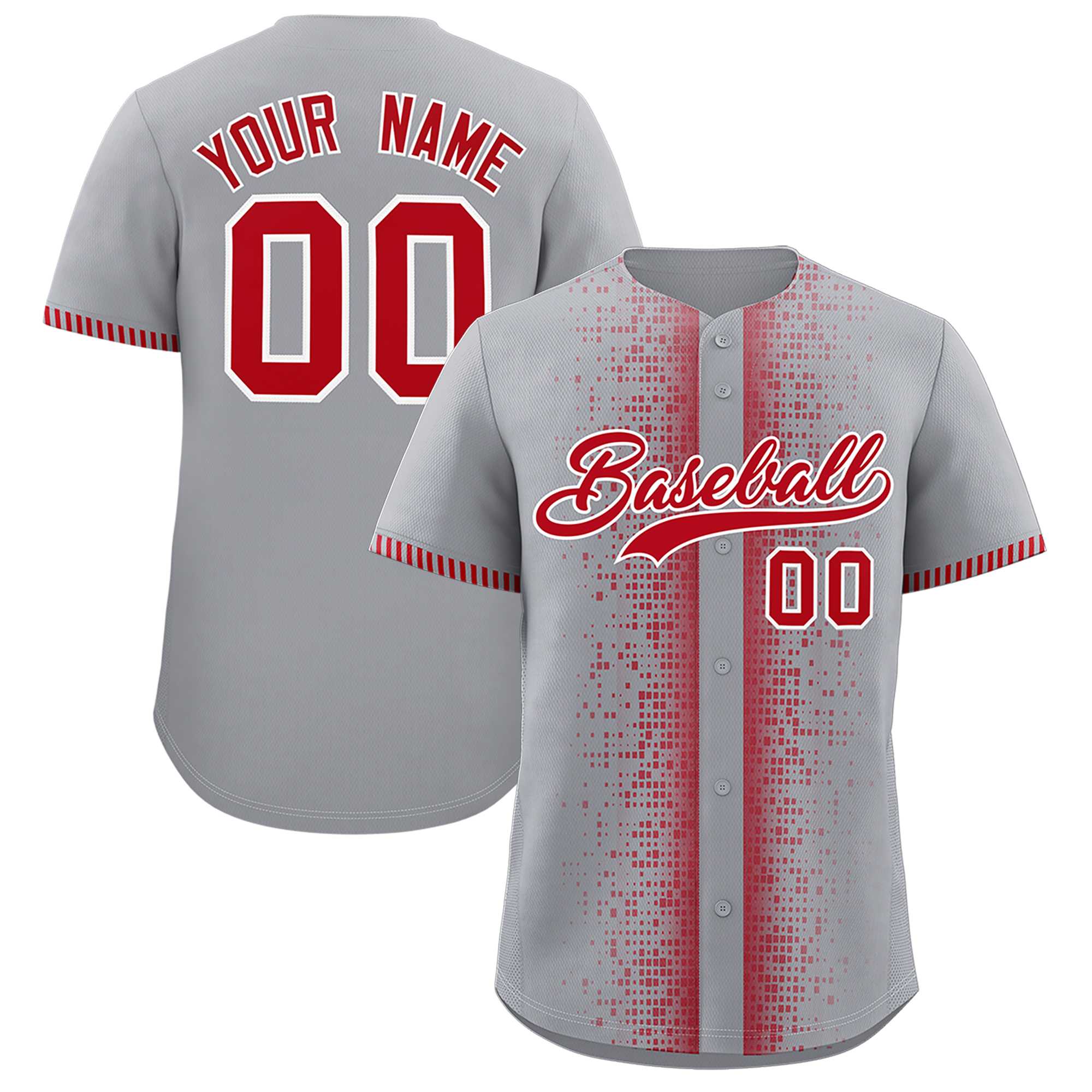 Custom Gray Red Personalized Phonetic Rhythm Authentic Baseball Jersey | KXKSHOP