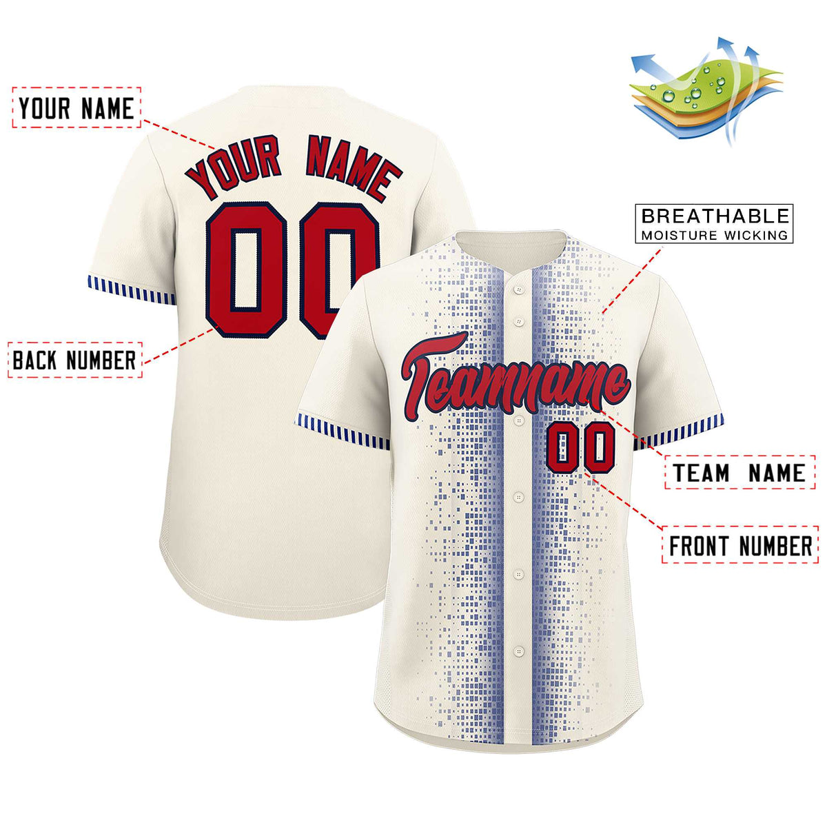 Custom Cream Royal Personalized Phonetic Rhythm Authentic Baseball Jersey | KXKSHOP