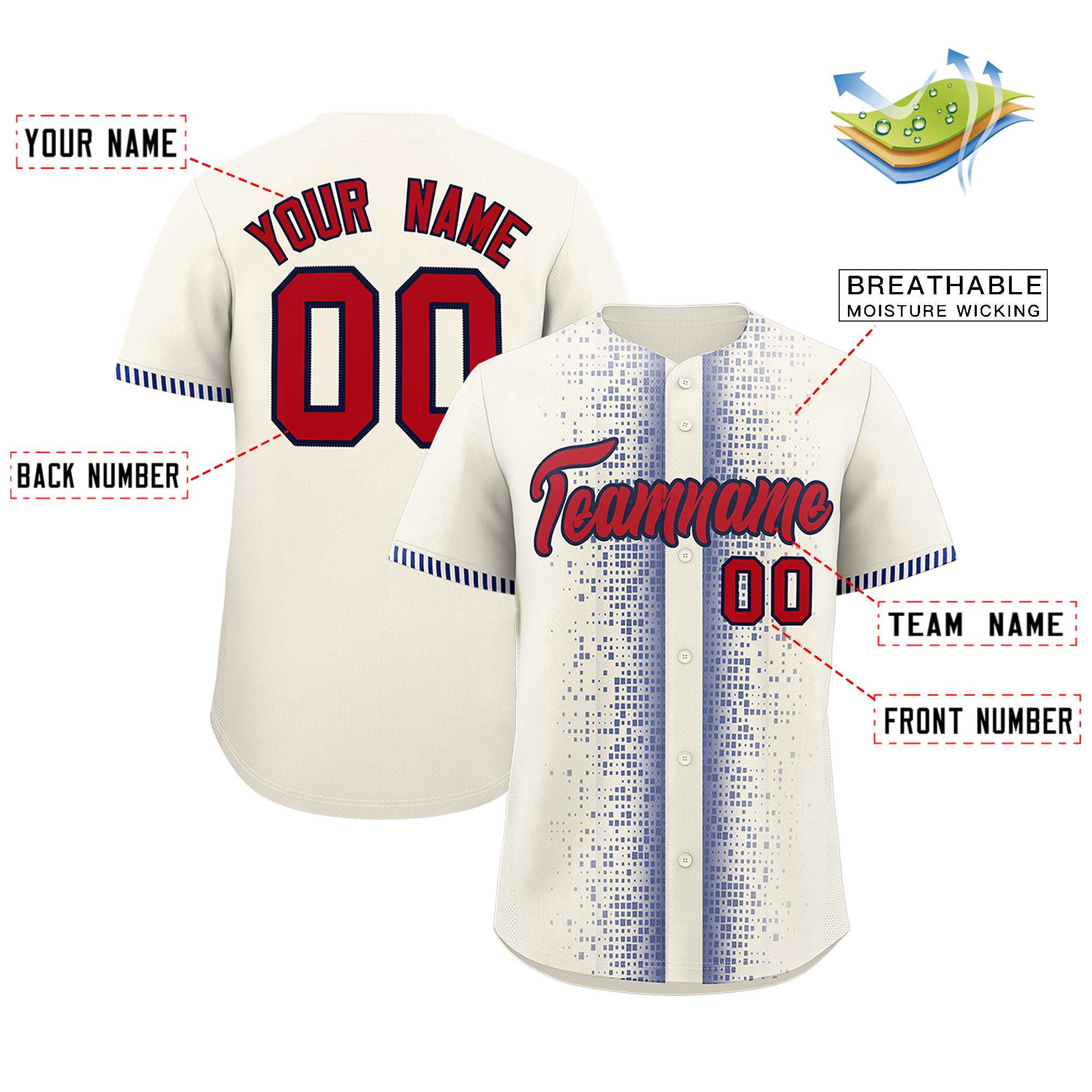 Custom Cream Royal Personalized Phonetic Rhythm Authentic Baseball Jersey | KXKSHOP