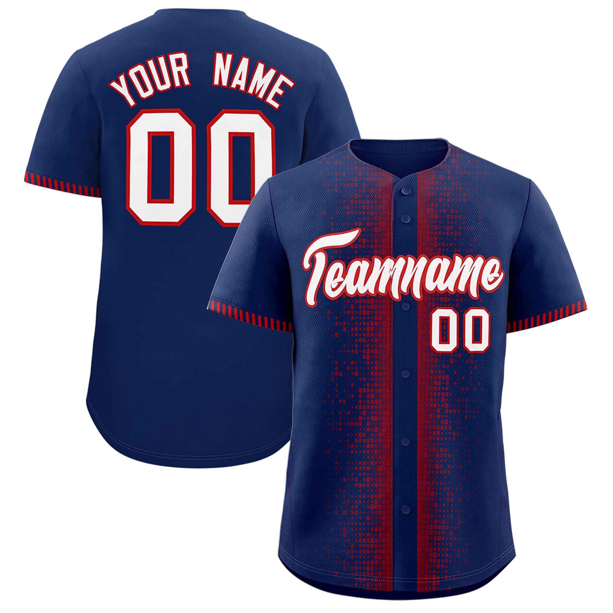 Custom Navy Red Personalized Phonetic Rhythm Authentic Baseball Jersey | KXKSHOP