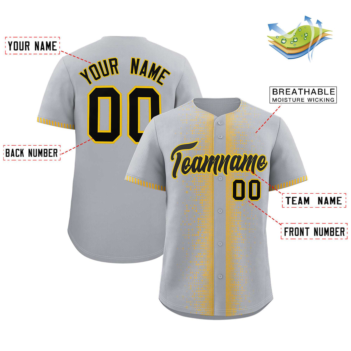 Custom Gray Gold Personalized Phonetic Rhythm Authentic Baseball Jersey | KXKSHOP
