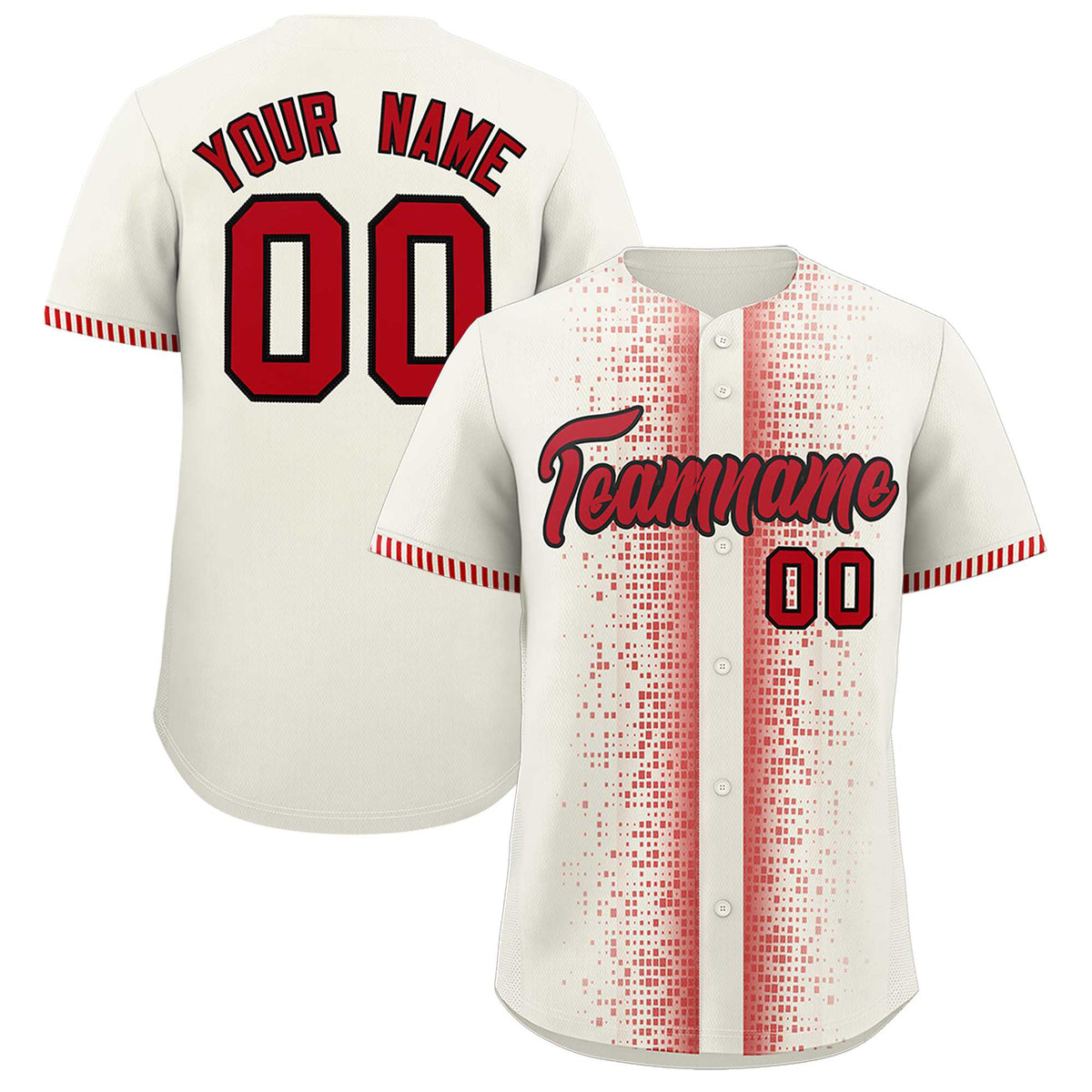 Custom Cream Red Personalized Phonetic Rhythm Authentic Baseball Jersey | KXKSHOP