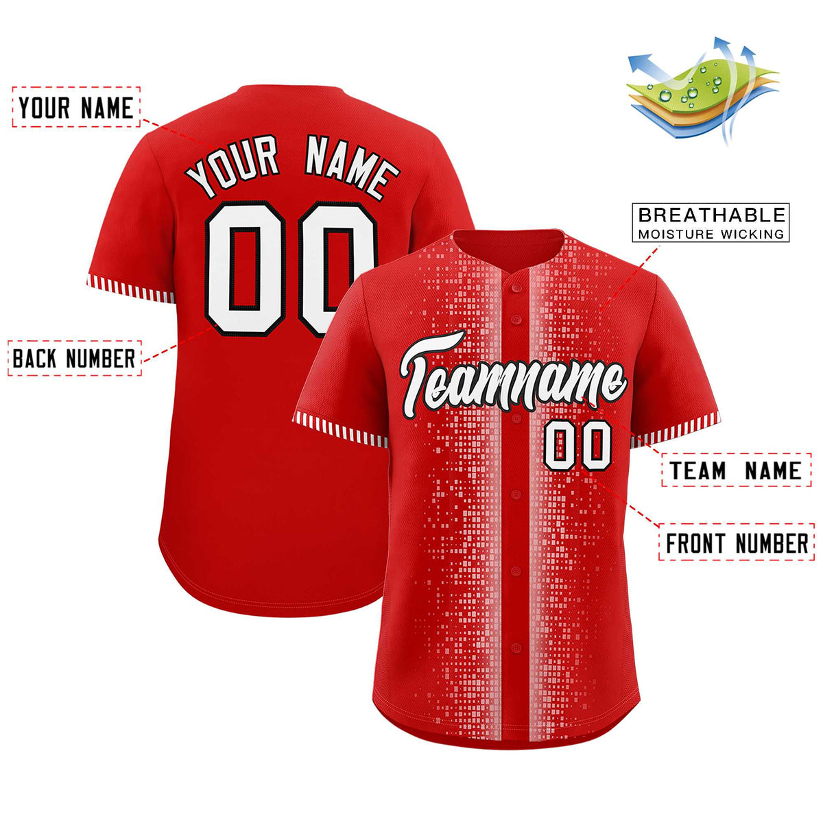 Custom Red White Personalized Phonetic Rhythm Authentic Baseball Jersey | KXKSHOP